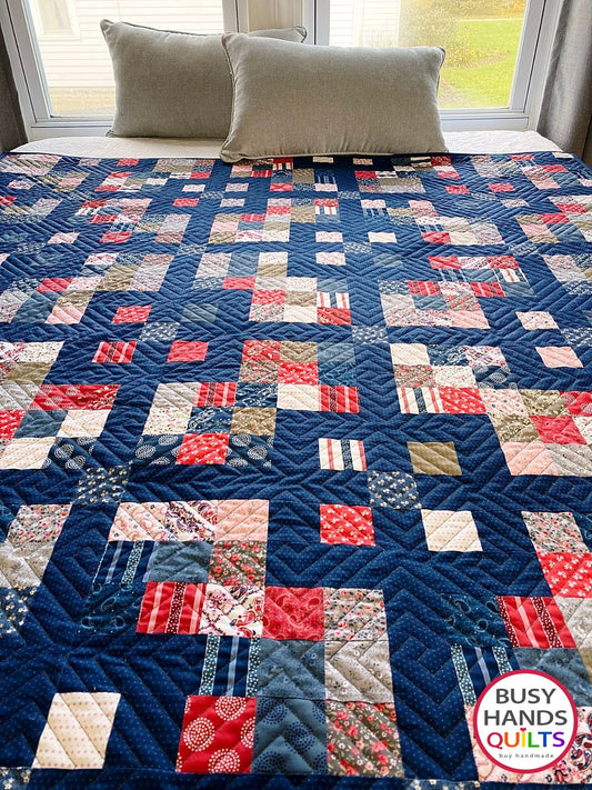 Handmade Grid Pop Throw Quilt in Hudson