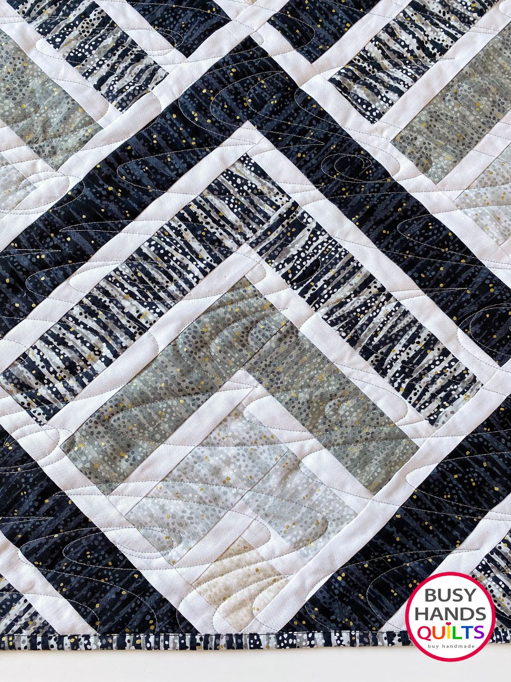 Handmade Mountain Peaks Throw Quilt in Dewdrop Neutrals
