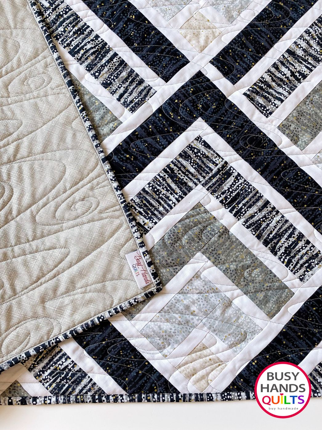 Handmade Mountain Peaks Throw Quilt in Dewdrop Neutrals