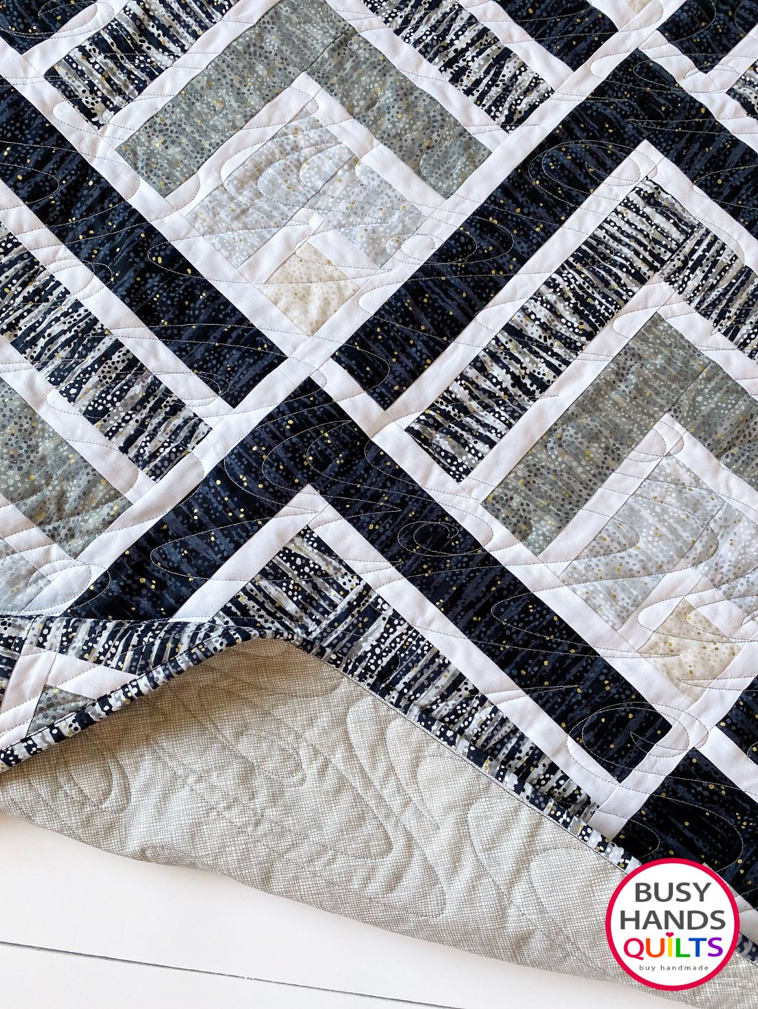 Handmade Mountain Peaks Throw Quilt in Dewdrop Neutrals