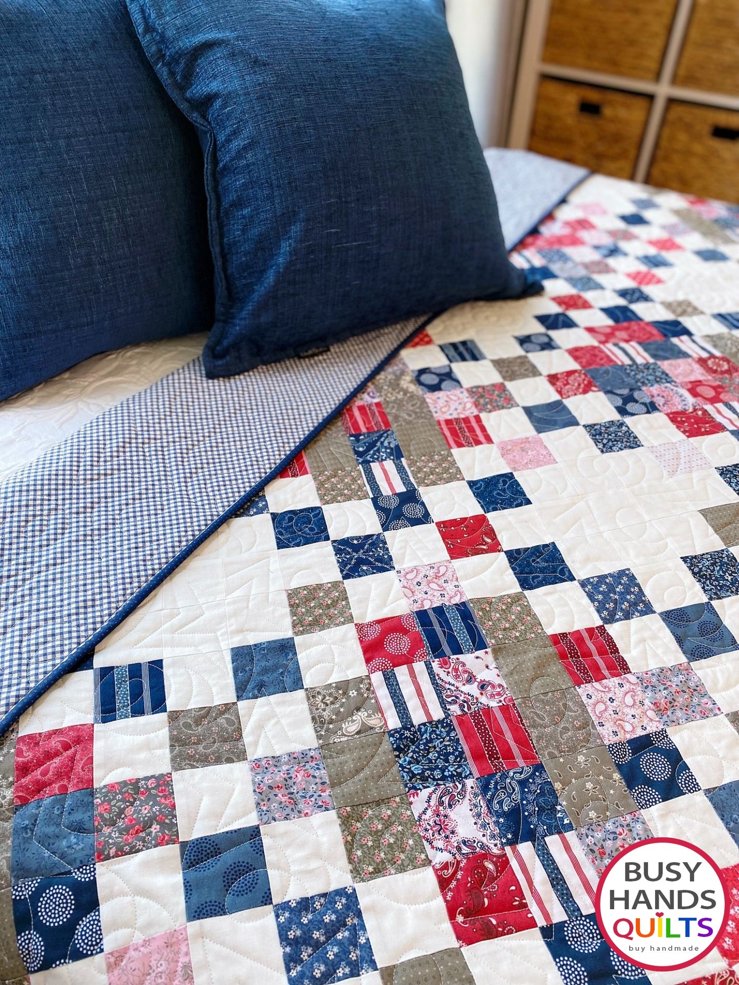 Handmade Picnic Plaid Throw Quilt in Hudson
