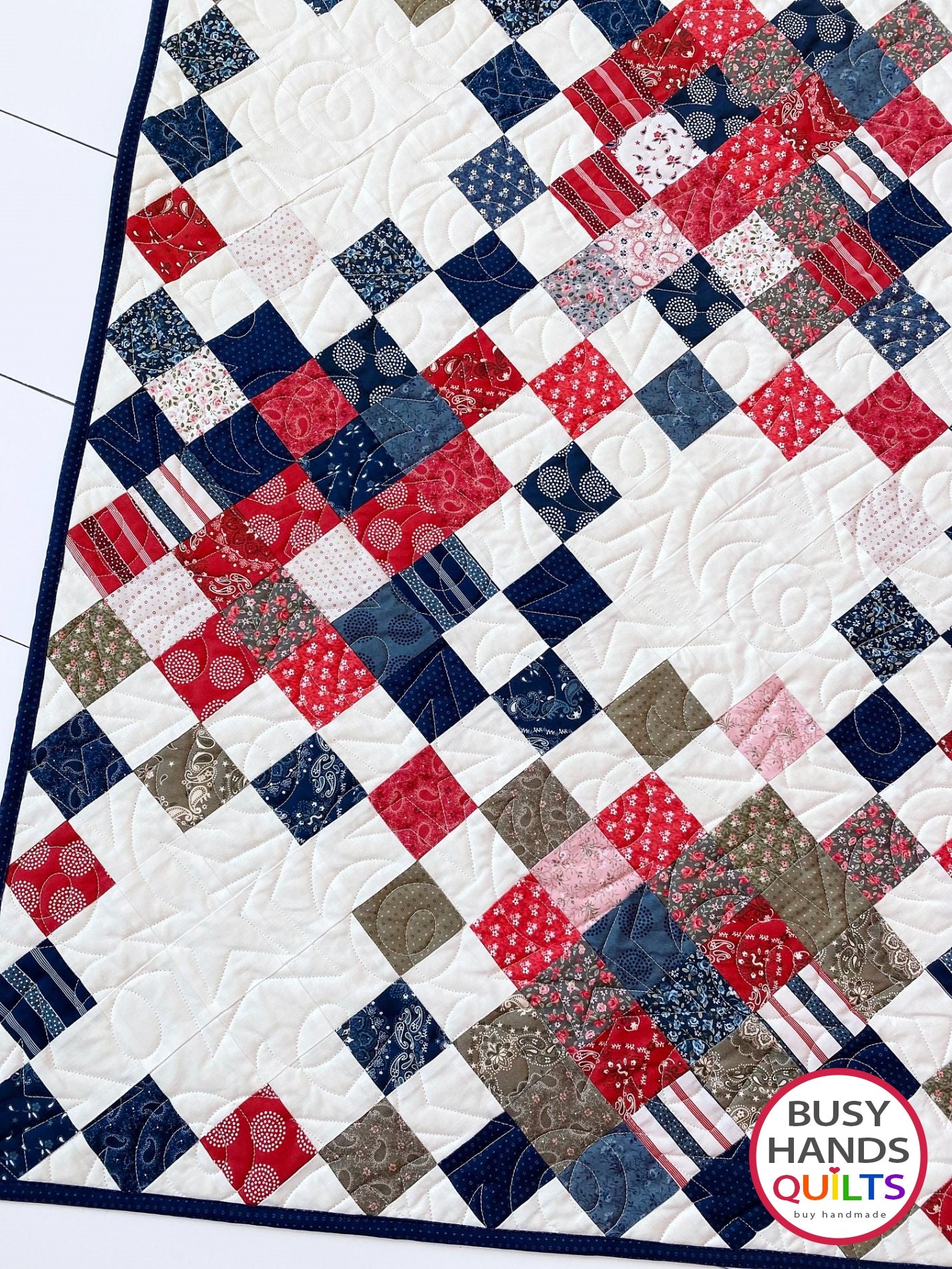 Handmade Picnic Plaid Throw Quilt in Hudson