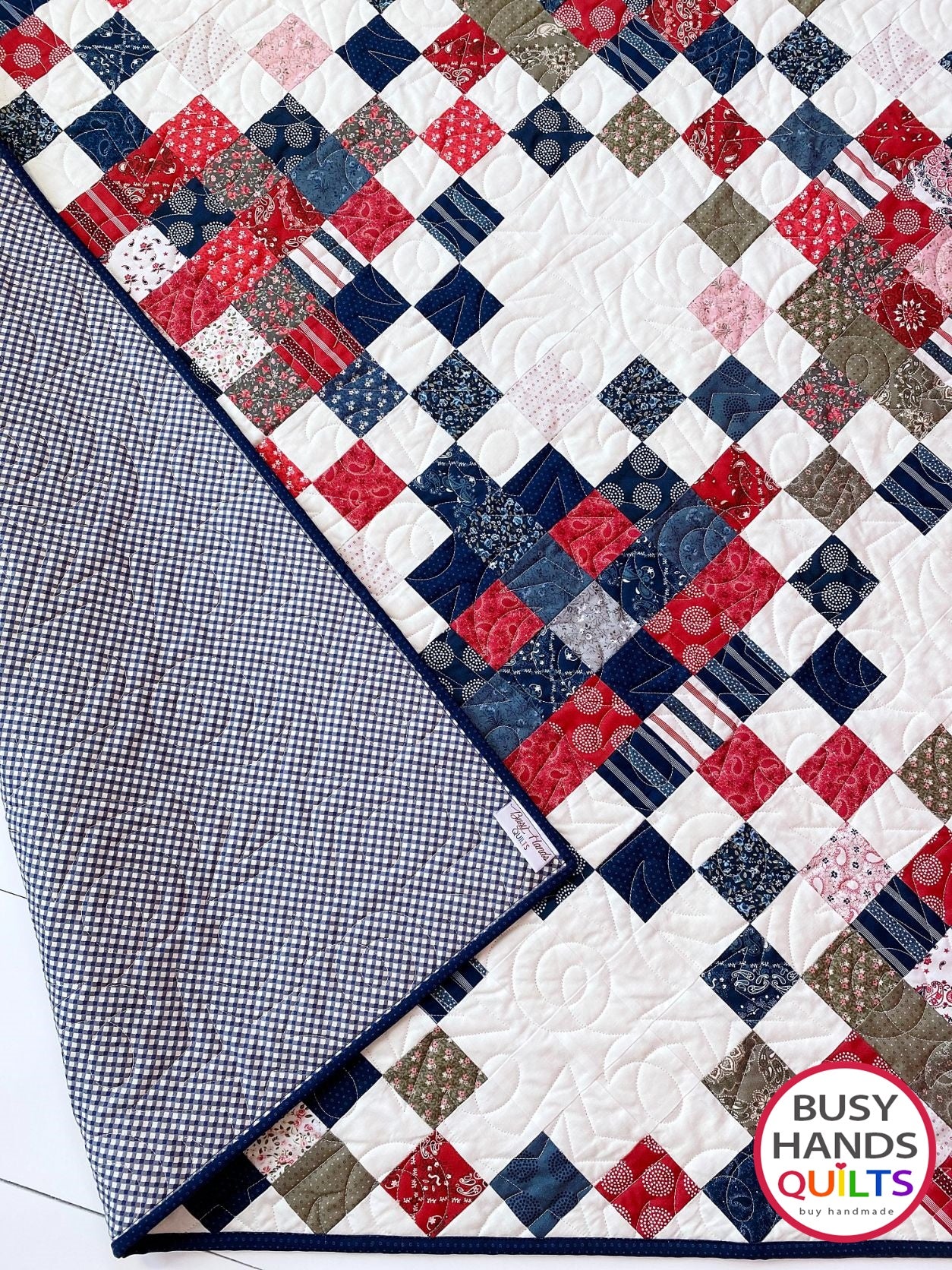 Handmade Picnic Plaid Throw Quilt in Hudson