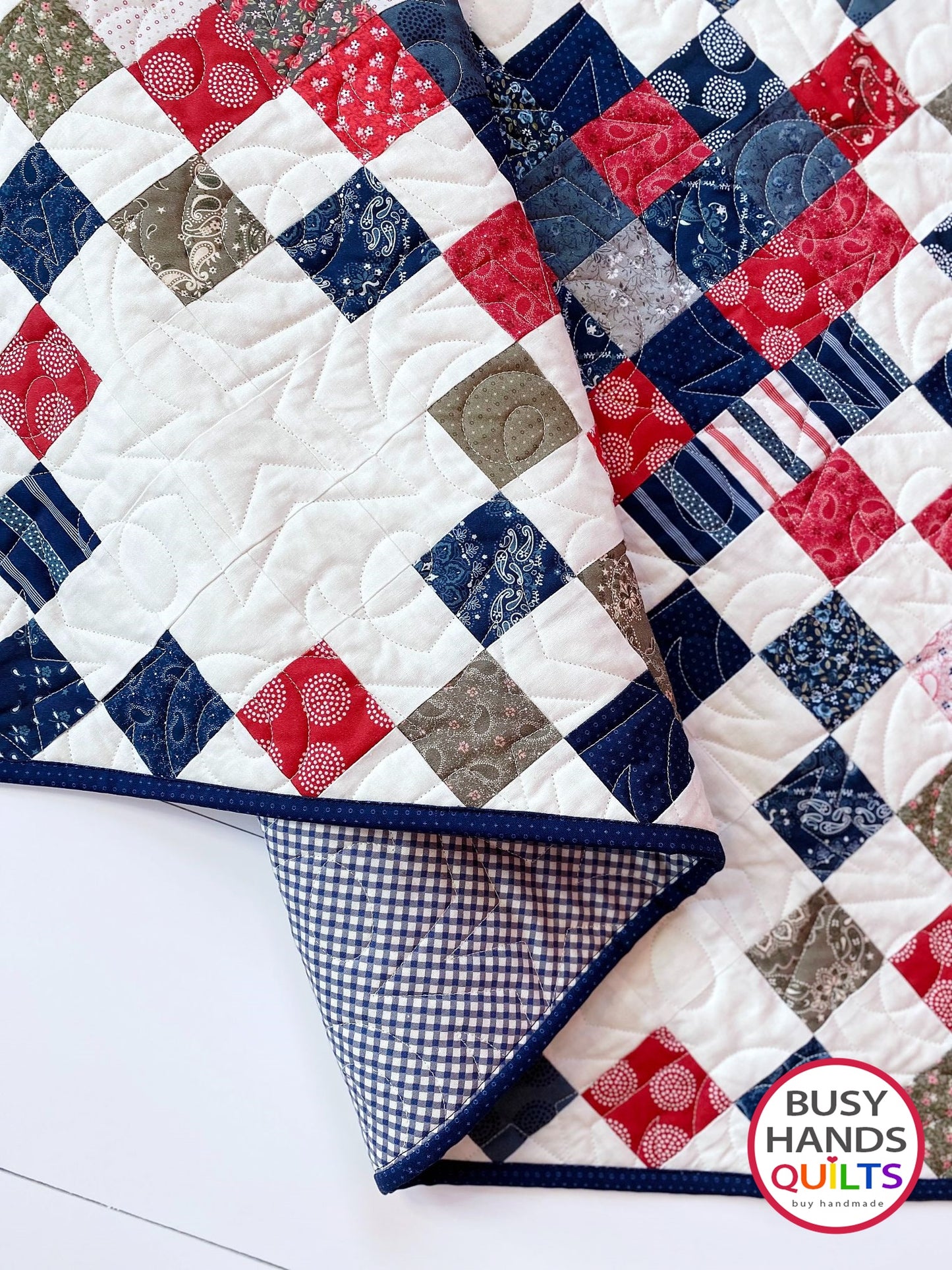 Handmade Picnic Plaid Throw Quilt in Hudson