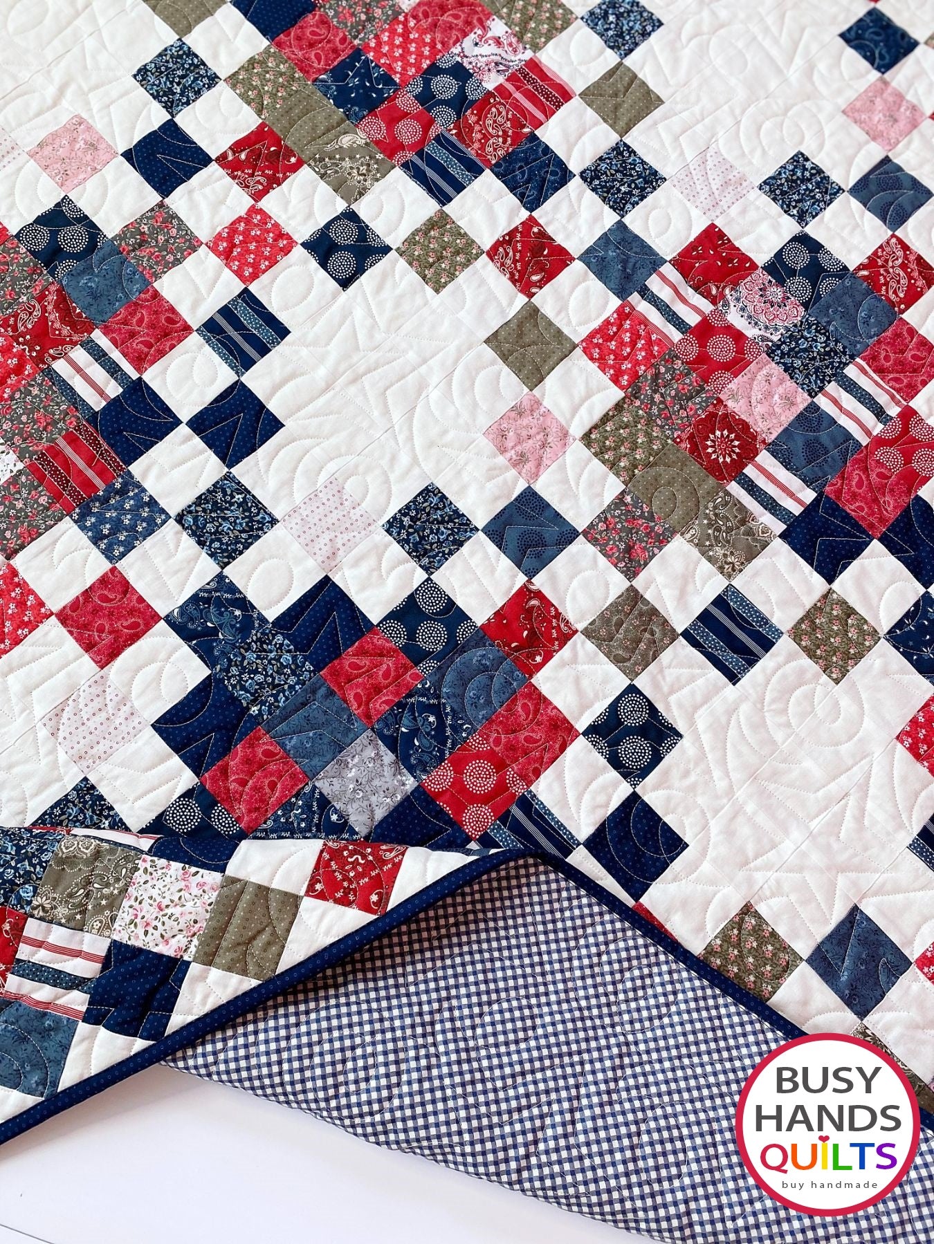 Handmade Picnic Plaid Throw Quilt in Hudson