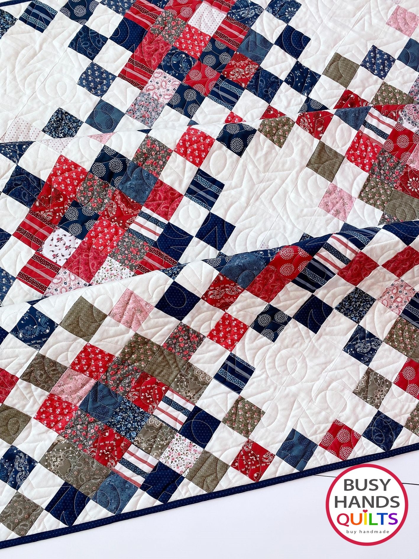 Handmade Picnic Plaid Throw Quilt in Hudson