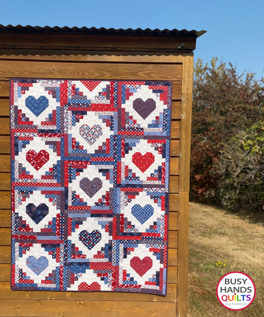 Handmade Quilty Cabins Throw Quilt in Picadilly