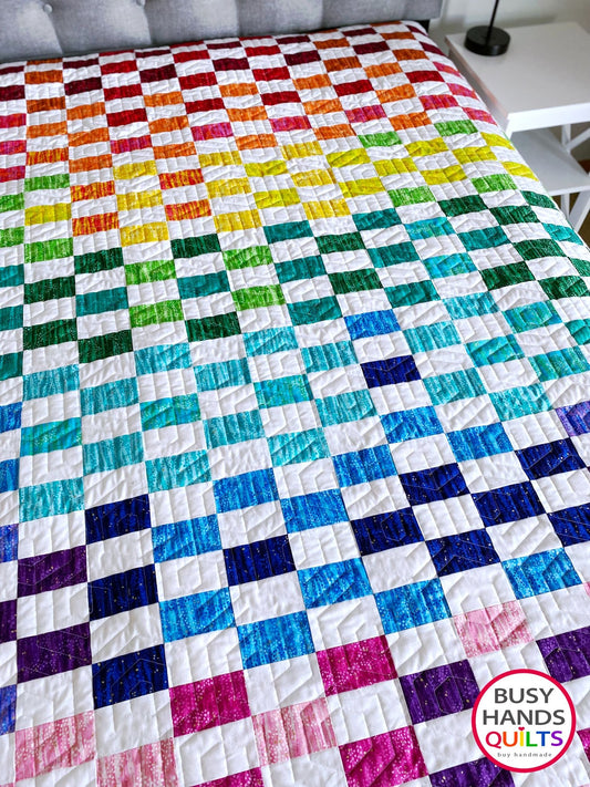 Handmade Sparklers Throw Quilt in Dewdrop Rainbow