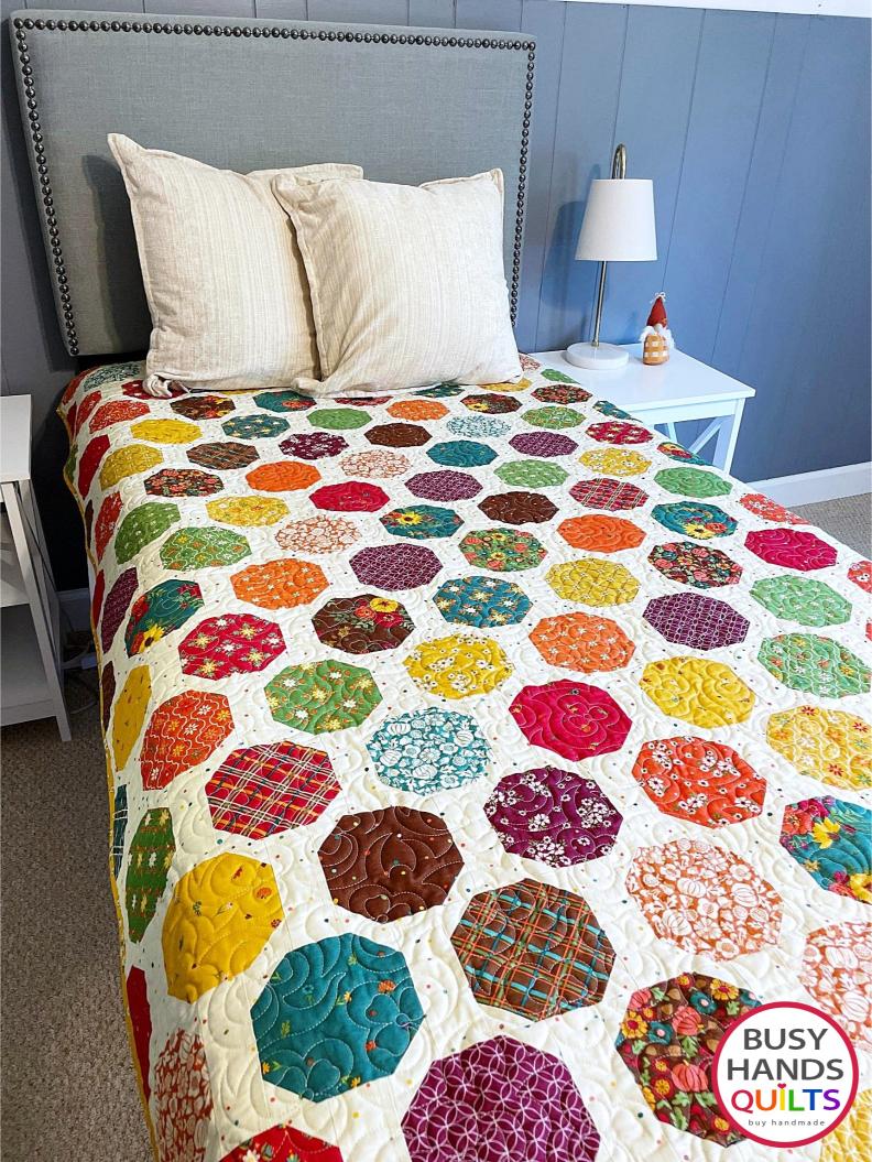 Handmade Wild Blooms Throw Quilt in Autumn Afternoon