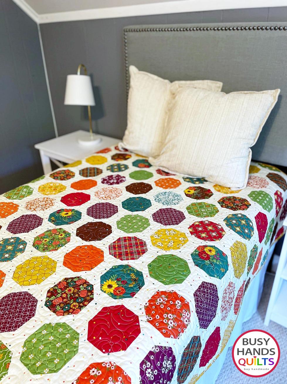 Handmade Wild Blooms Throw Quilt in Autumn Afternoon
