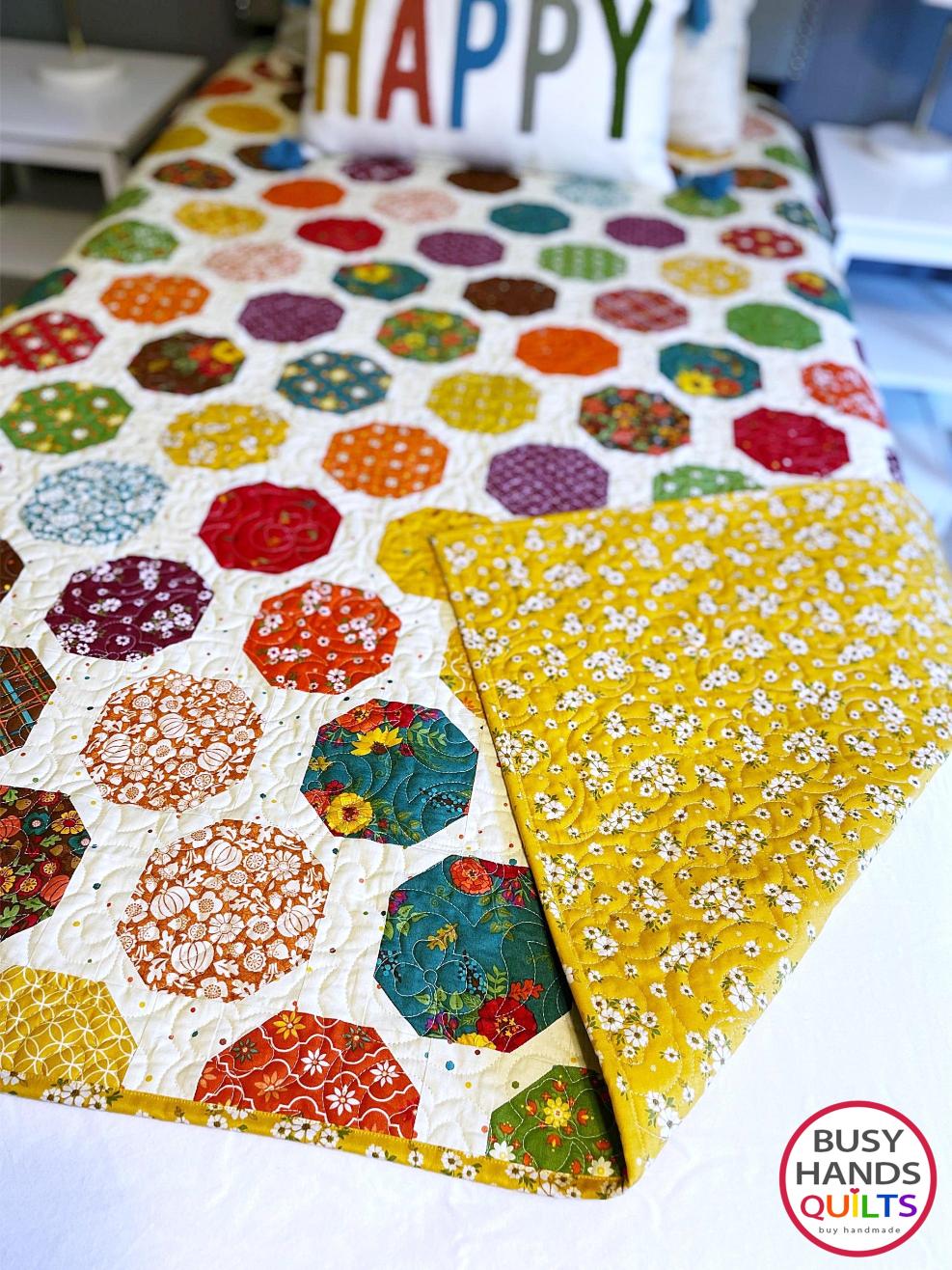 Handmade Wild Blooms Throw Quilt in Autumn Afternoon
