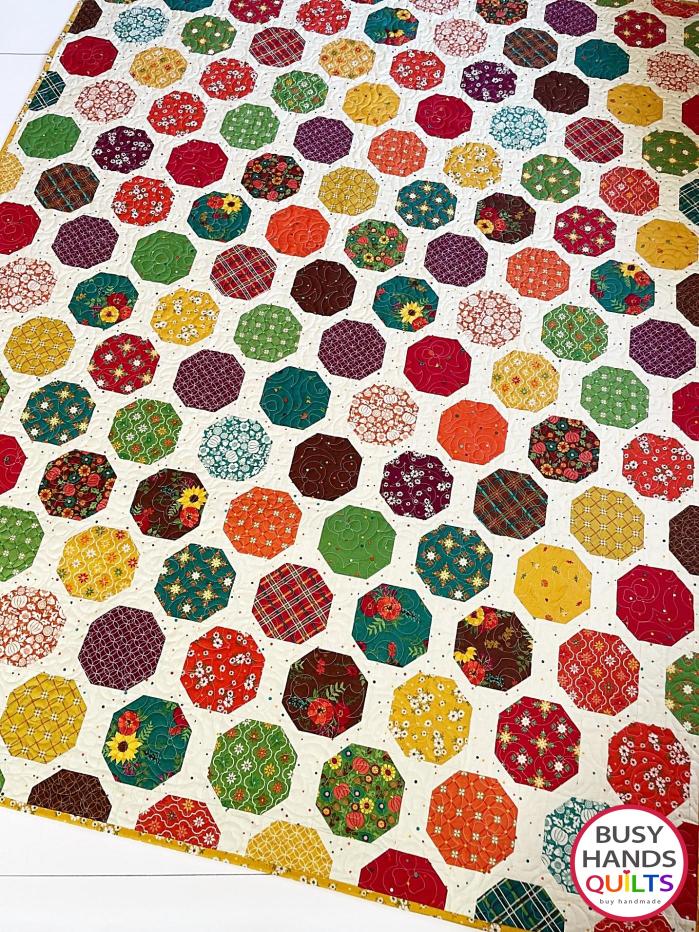 Handmade Wild Blooms Throw Quilt in Autumn Afternoon