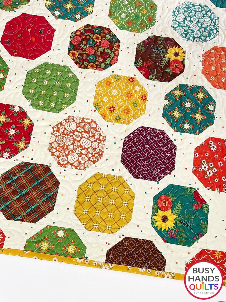 Handmade Wild Blooms Throw Quilt in Autumn Afternoon