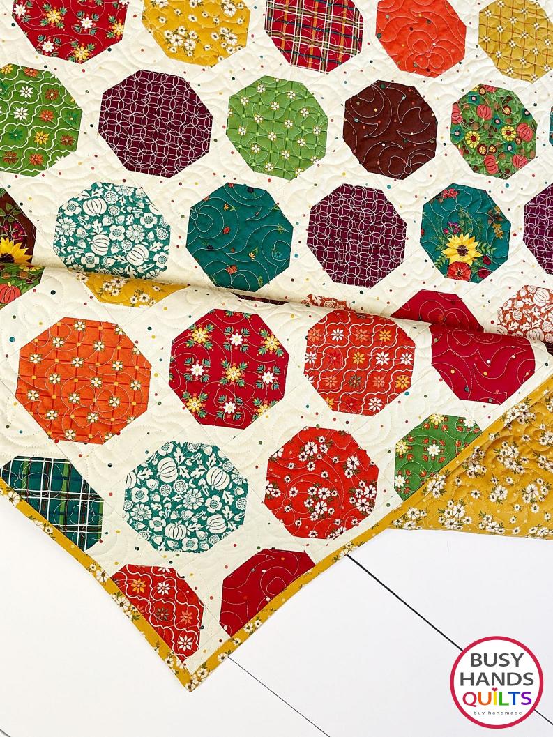 Handmade Wild Blooms Throw Quilt in Autumn Afternoon