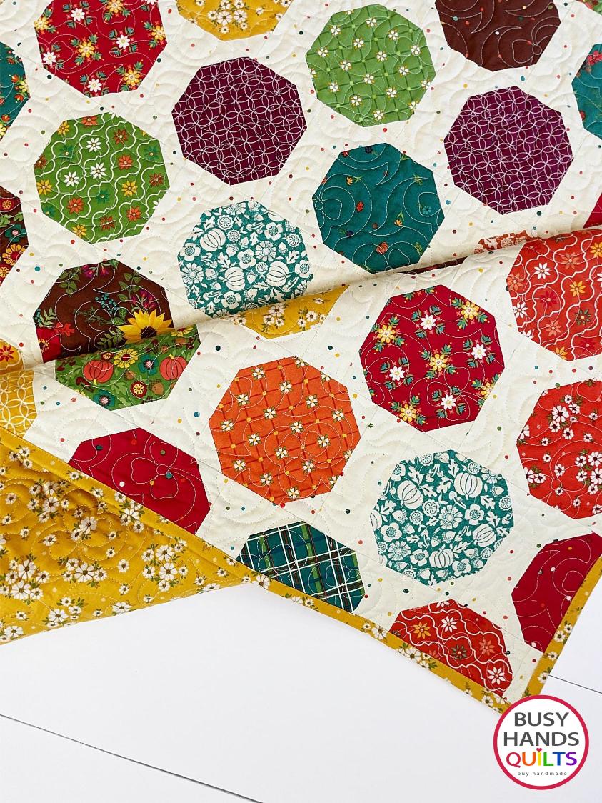 Handmade Wild Blooms Throw Quilt in Autumn Afternoon