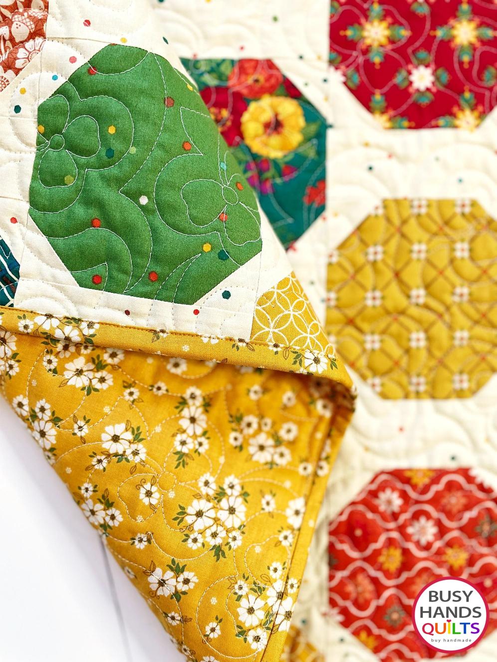 Handmade Wild Blooms Throw Quilt in Autumn Afternoon