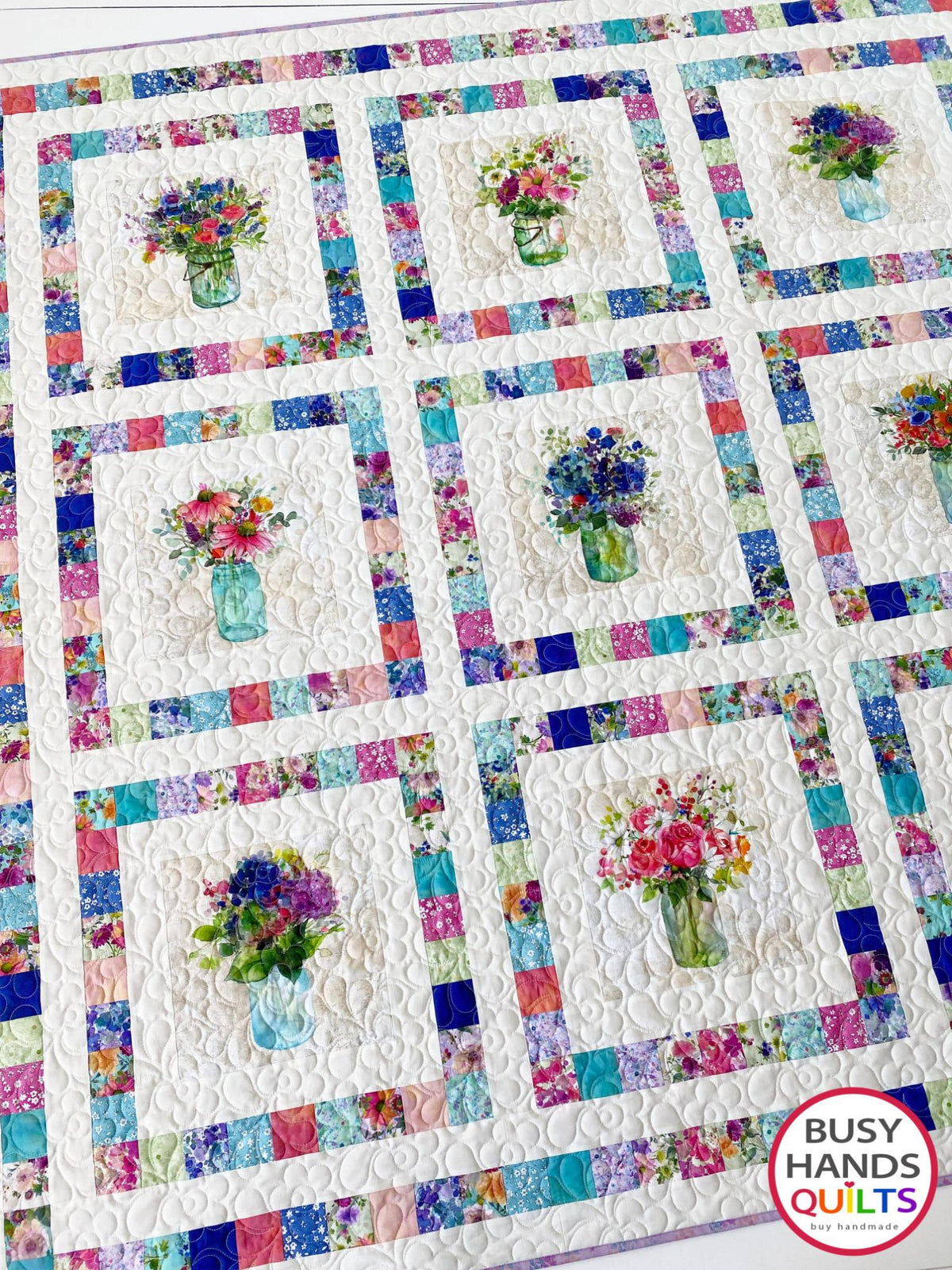 Playful Panels LARGE THROW Quilt Kit in Garden Fresh