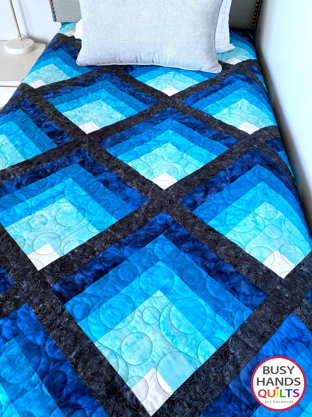 Handmade Waterfall II Throw Quilt in Island Batik Foundations
