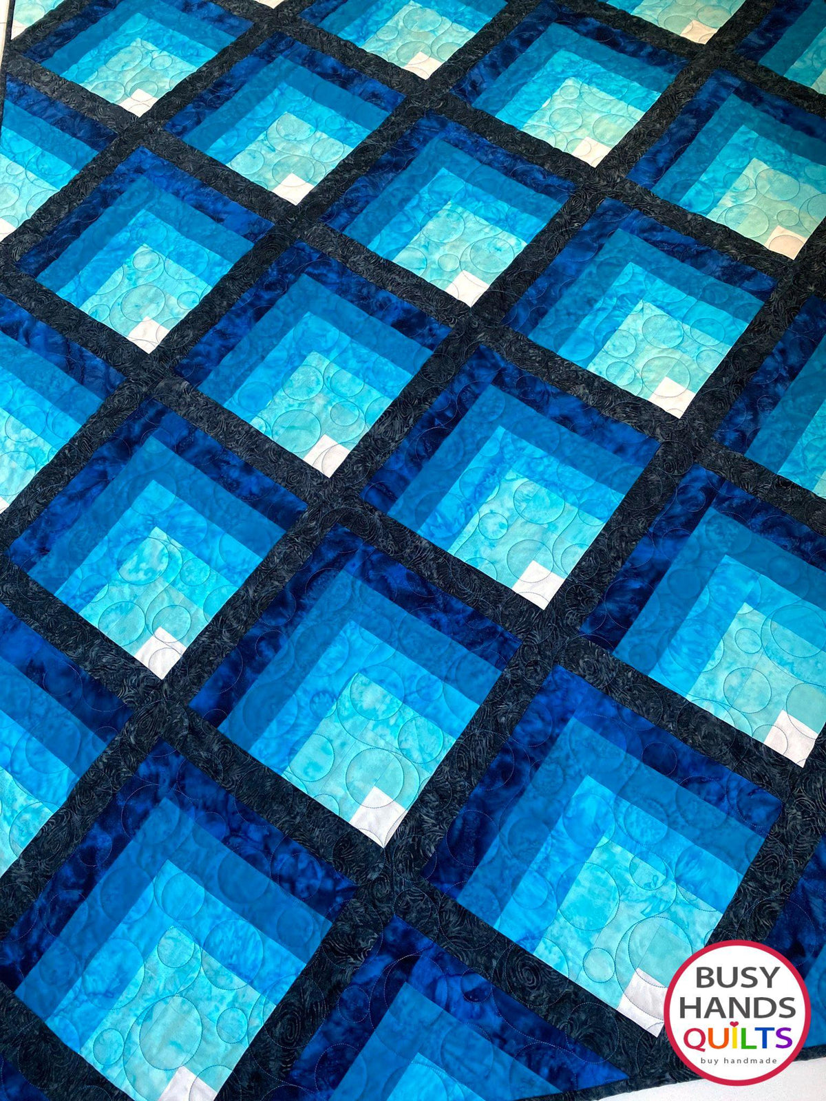 Handmade Waterfall II Throw Quilt in Island Batik Foundations