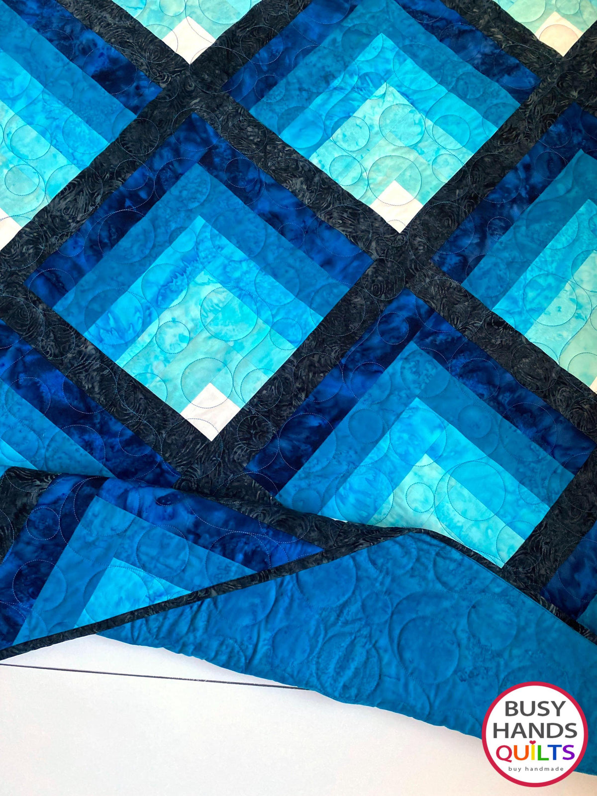 Handmade Waterfall II Throw Quilt in Island Batik Foundations
