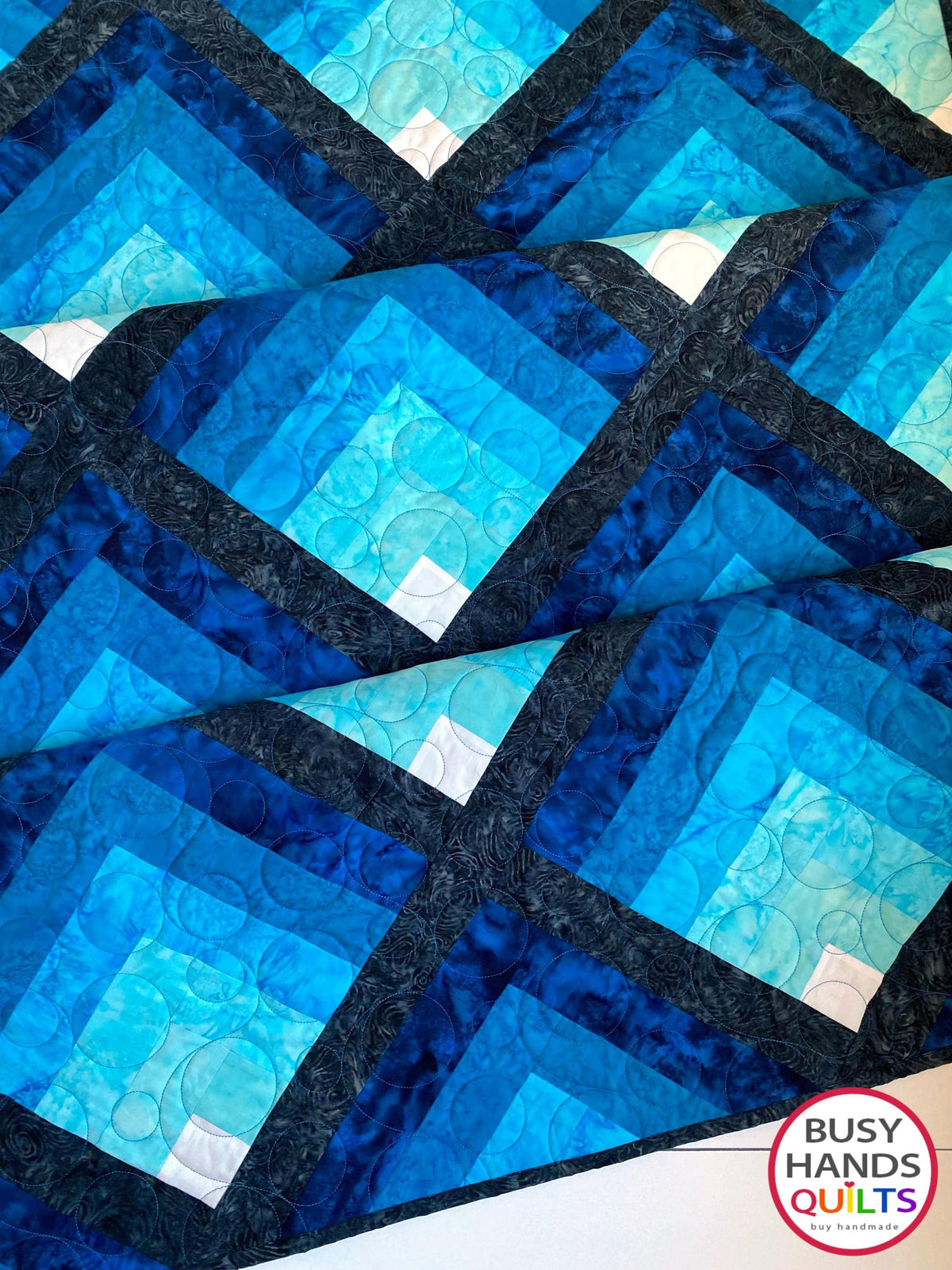 Handmade Waterfall II Throw Quilt in Island Batik Foundations