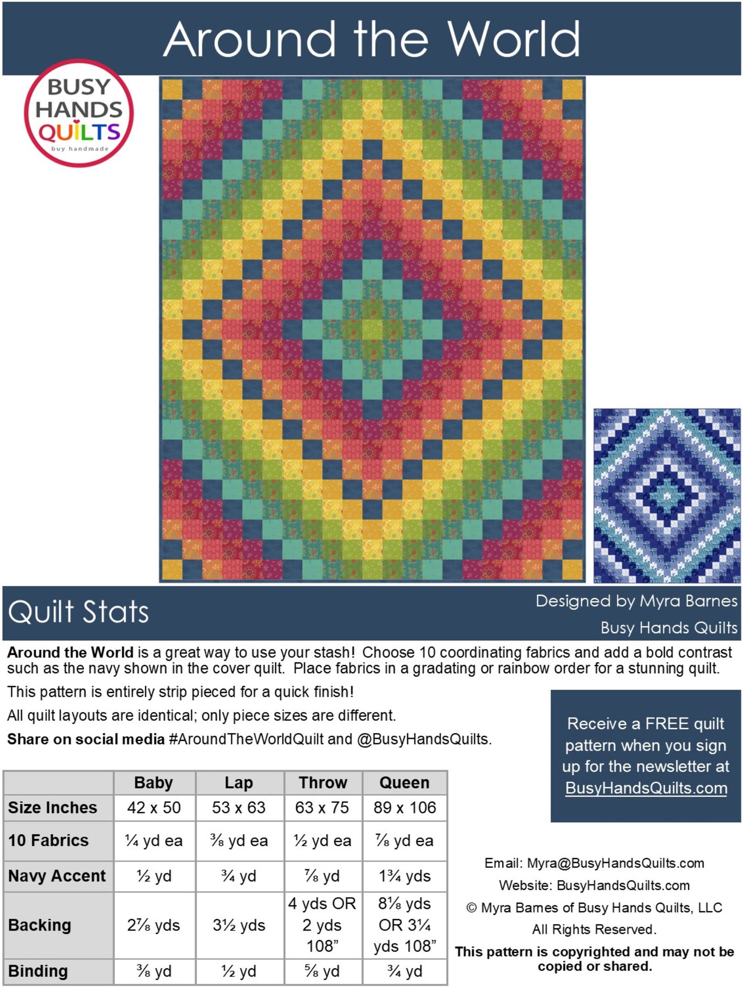 Around the World Quilt Pattern PDF DOWNLOAD