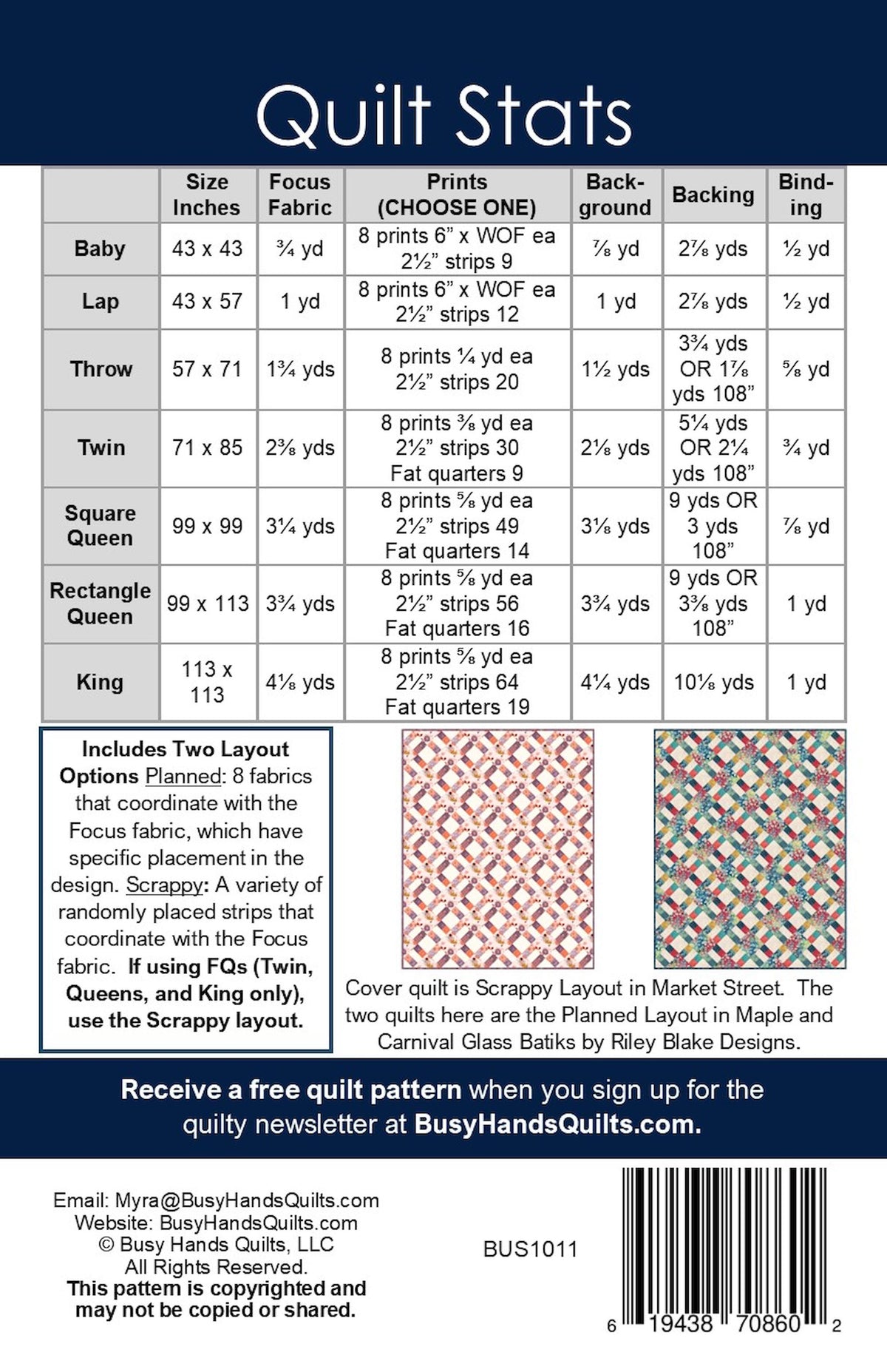 Bountiful Quilt Pattern PRINTED