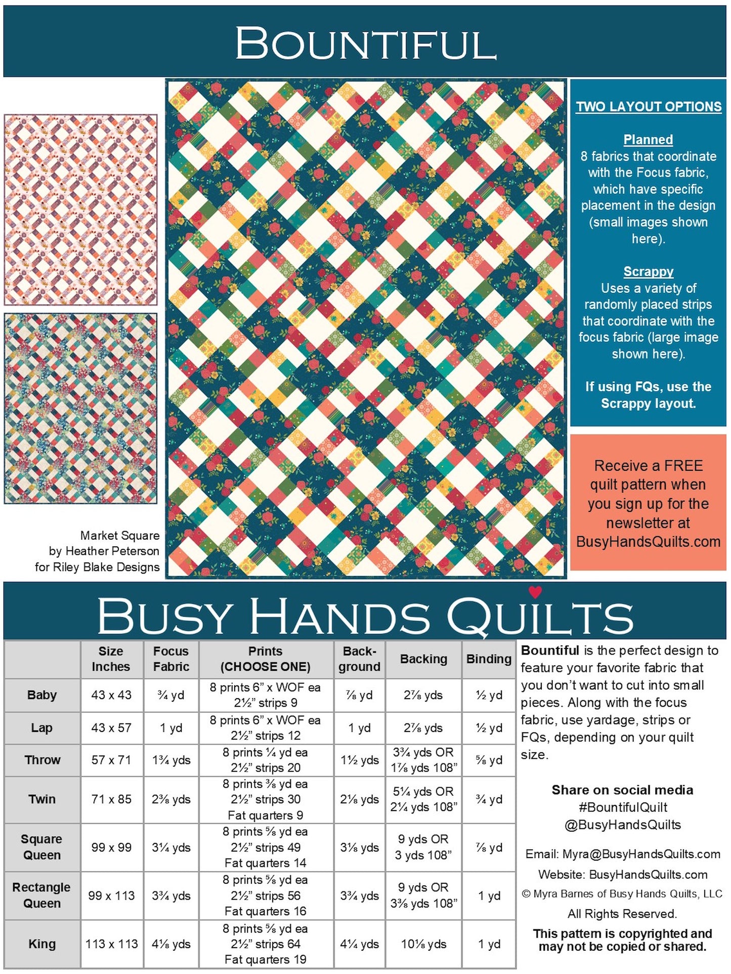Bountiful Quilt Pattern PDF DOWNLOAD