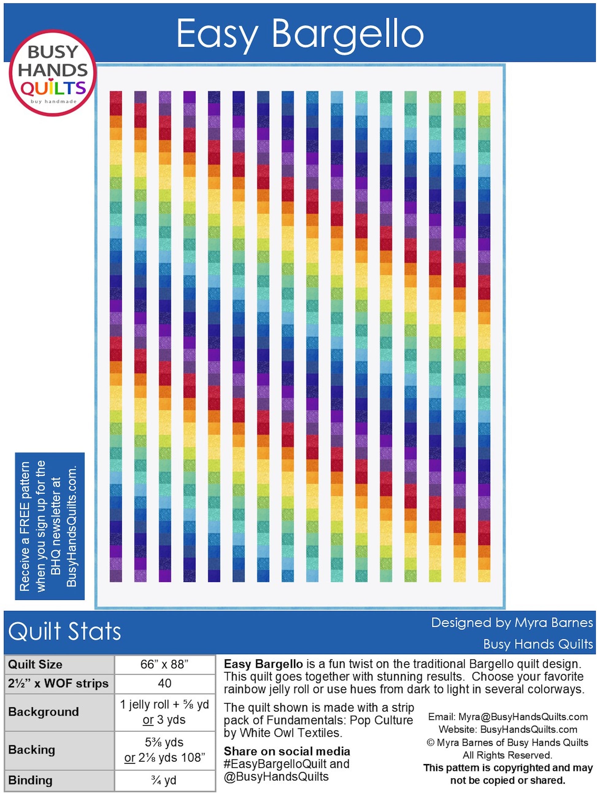 Rainbow twin bed quilt Easy Bargello quilt pattern cover with text fabric requirements