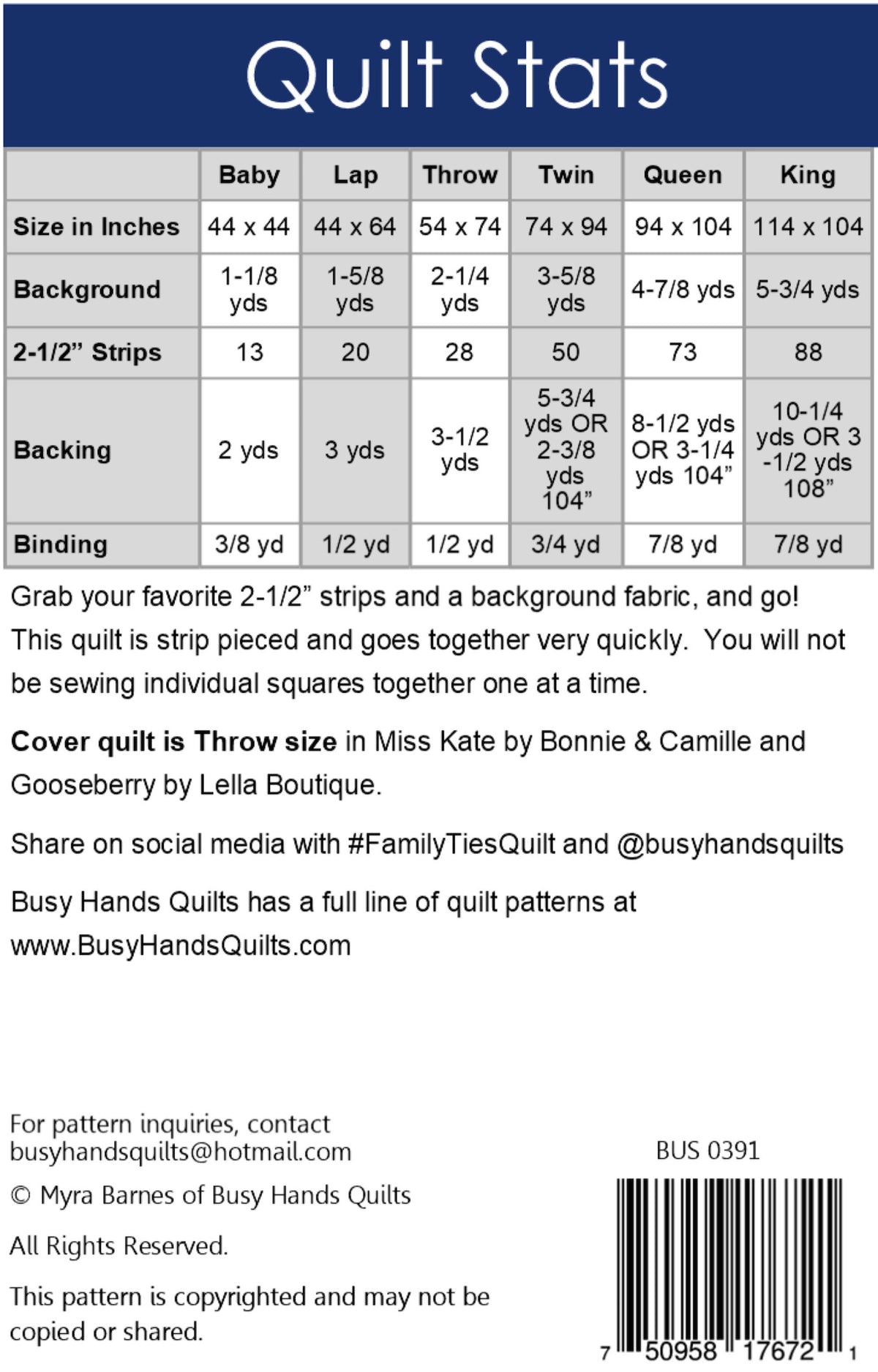 Family Ties Quilt Pattern PRINTED
