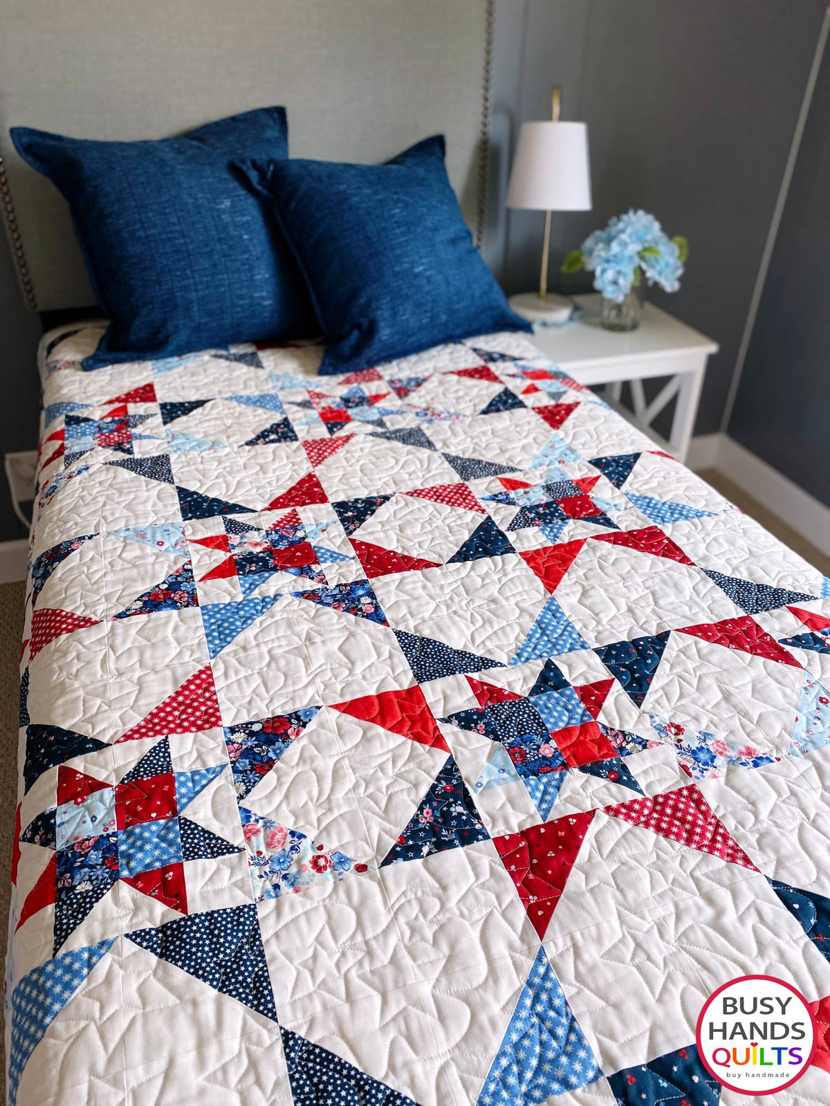 Handmade Fireworks Throw Quilt in Star Spangled Beauty