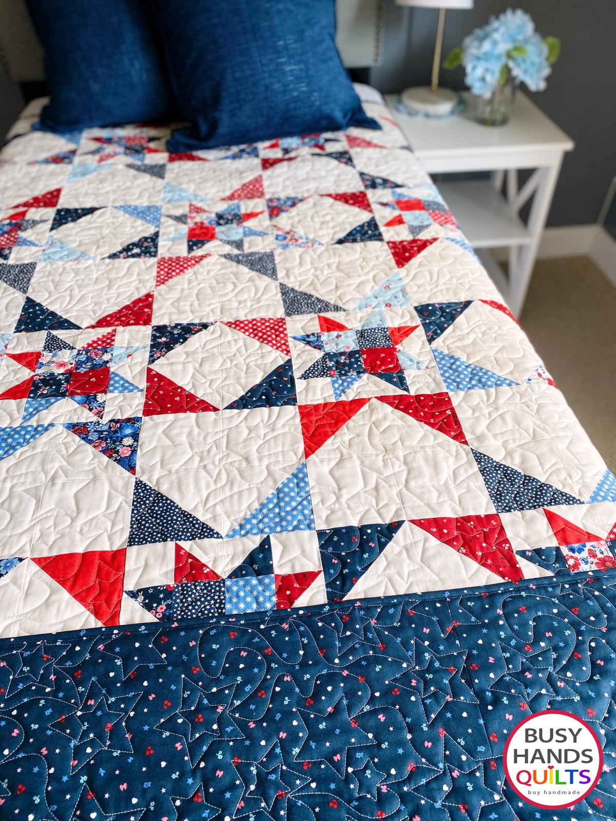 Handmade Fireworks Throw Quilt in Star Spangled Beauty