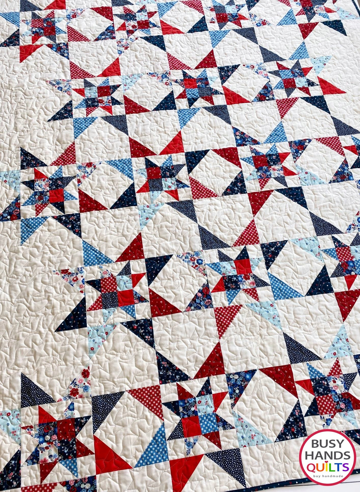 Handmade Fireworks Throw Quilt in Star Spangled Beauty