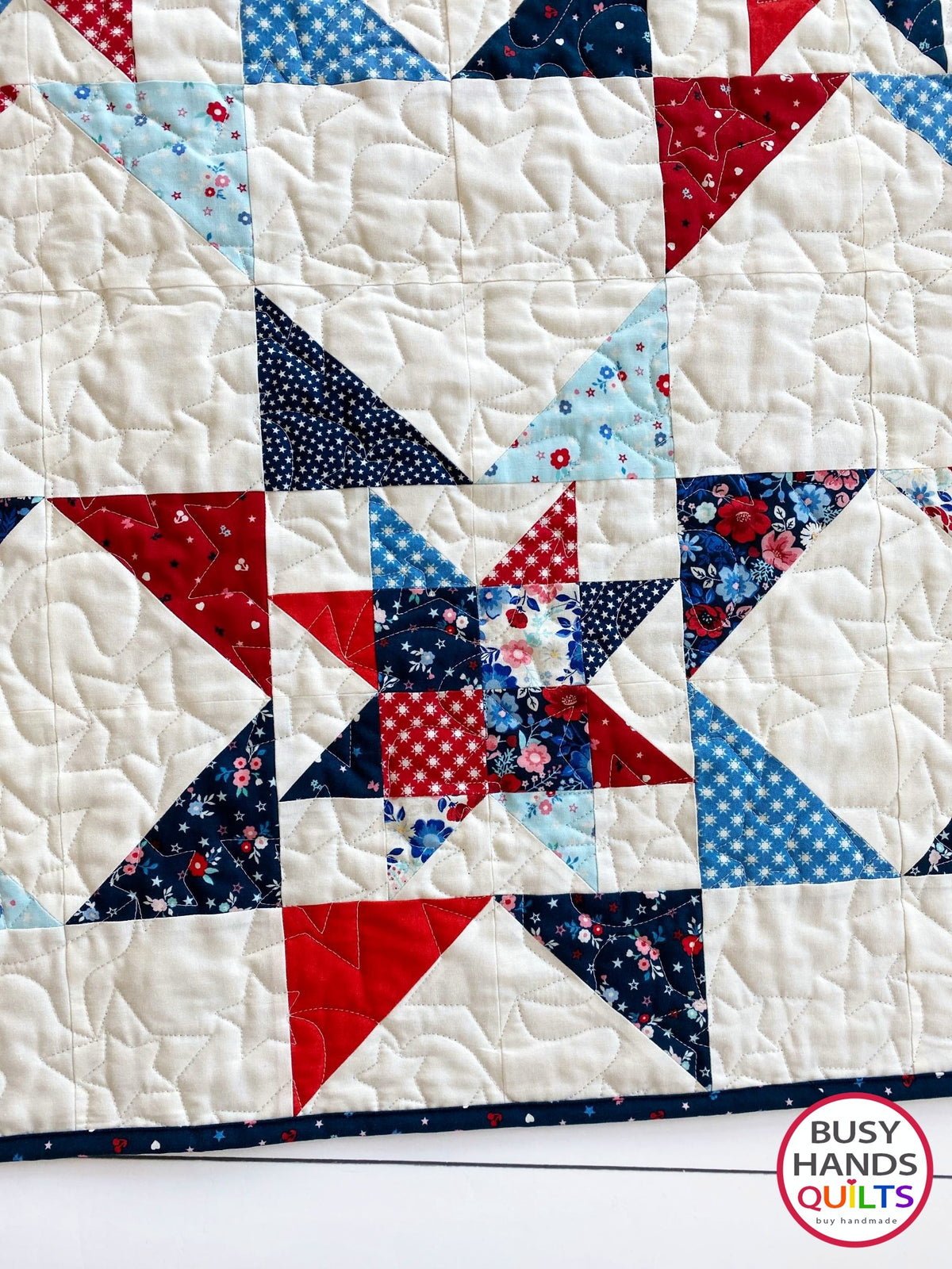 Handmade Fireworks Throw Quilt in Star Spangled Beauty