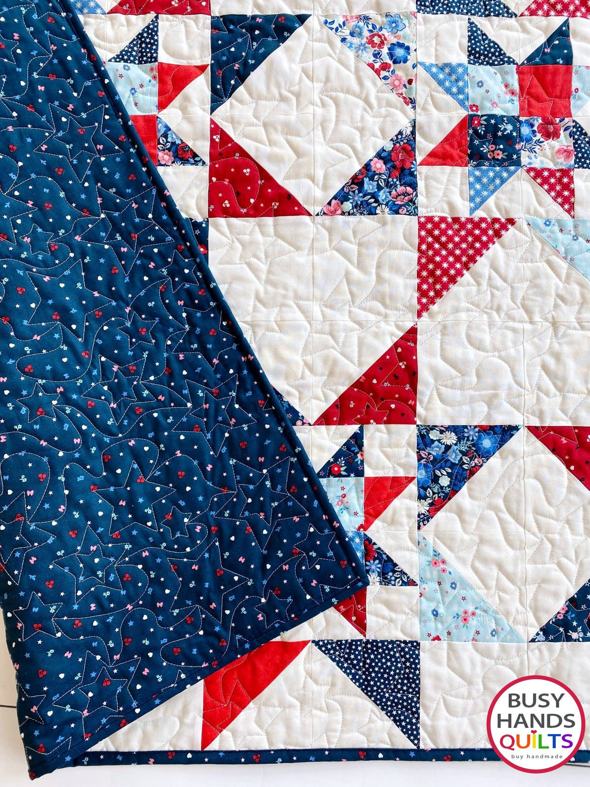 Handmade Fireworks Throw Quilt in Star Spangled Beauty