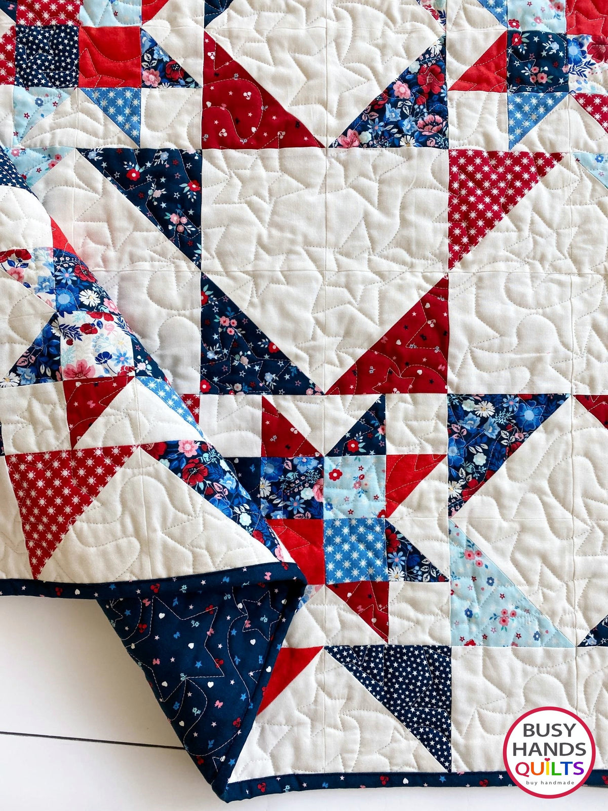 Handmade Fireworks Throw Quilt in Star Spangled Beauty