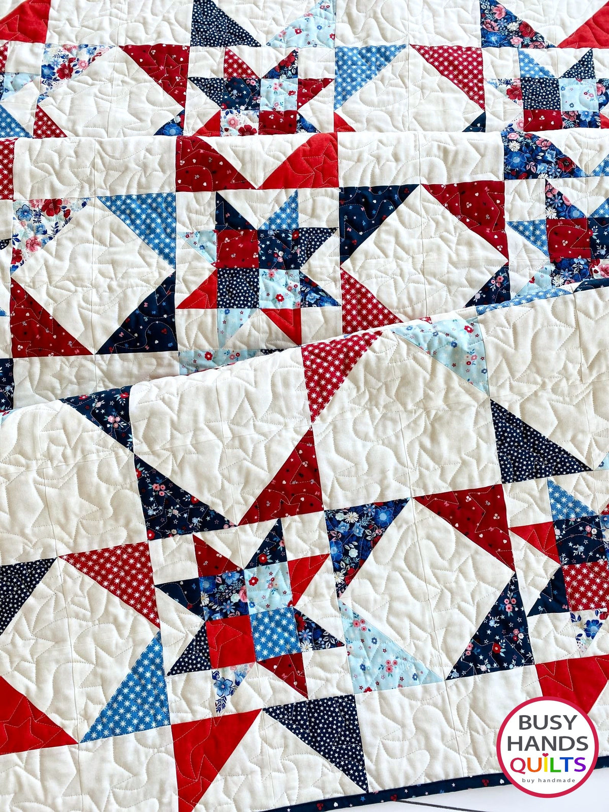 Handmade Fireworks Throw Quilt in Star Spangled Beauty
