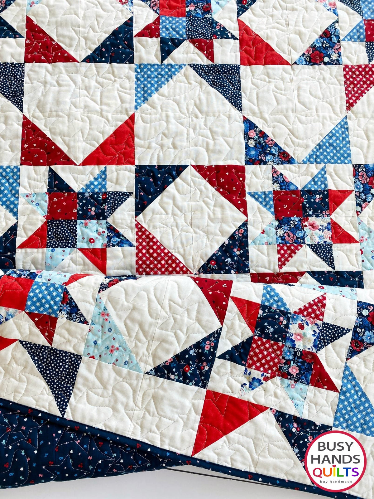 Handmade Fireworks Throw Quilt in Star Spangled Beauty
