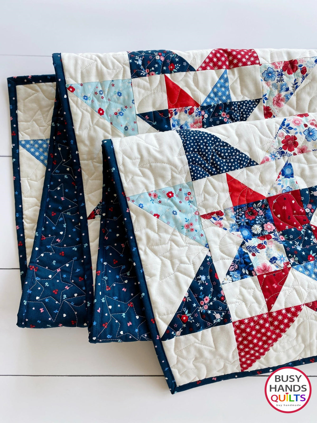 Handmade Fireworks Throw Quilt in Star Spangled Beauty