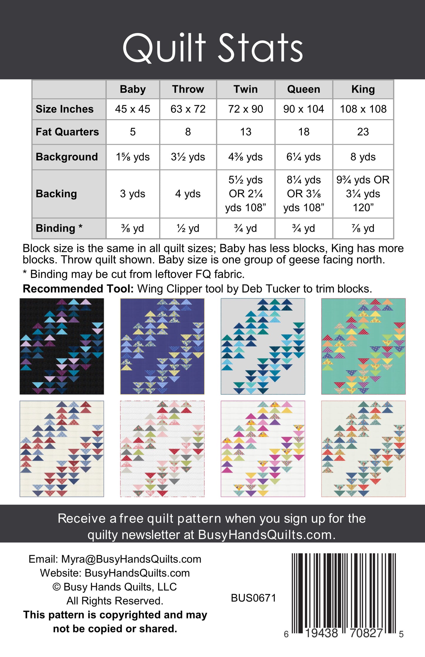 Formation Quilt Pattern PRINTED