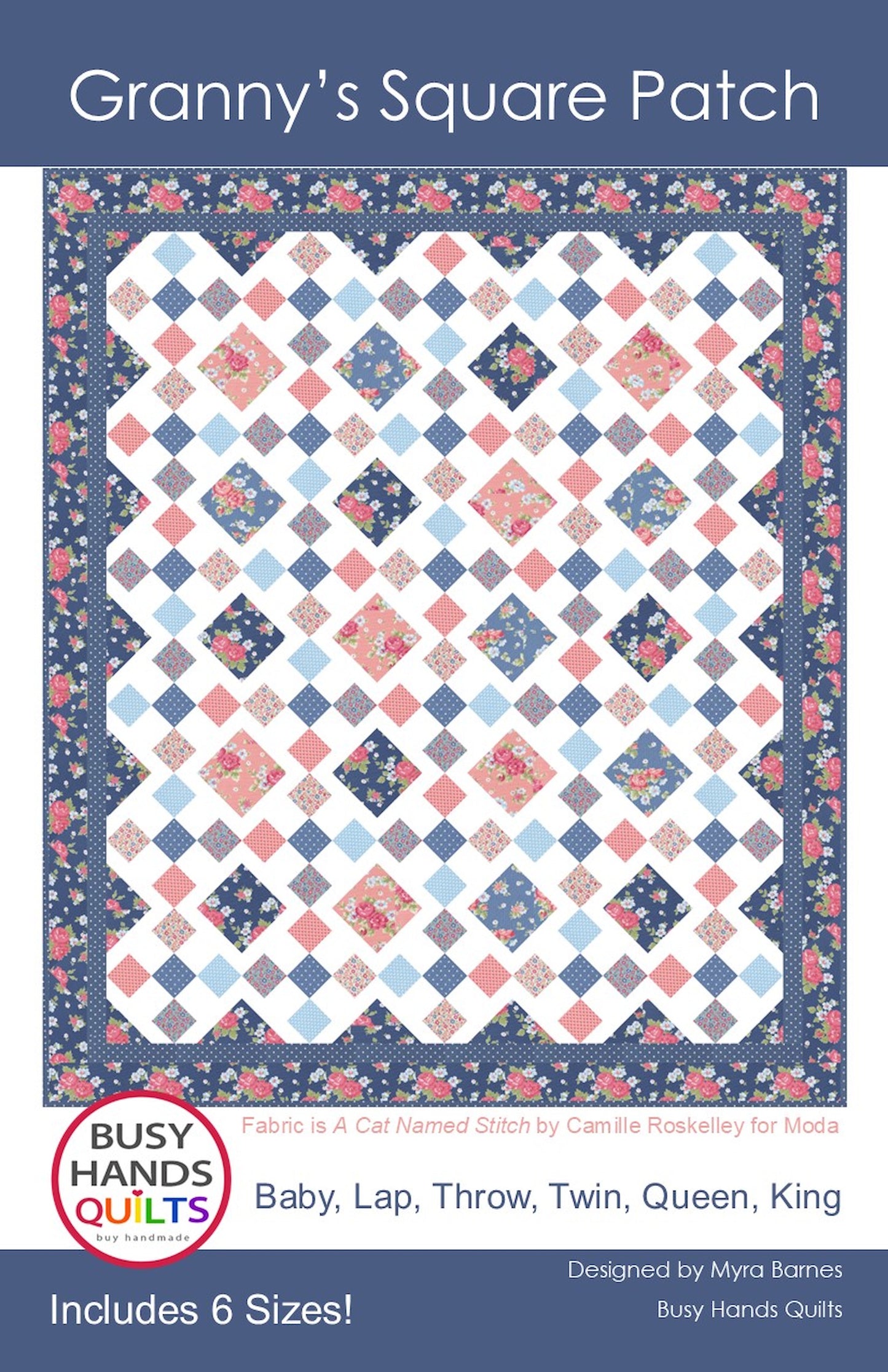 Granny's Square Patch Quilt Pattern PRINTED