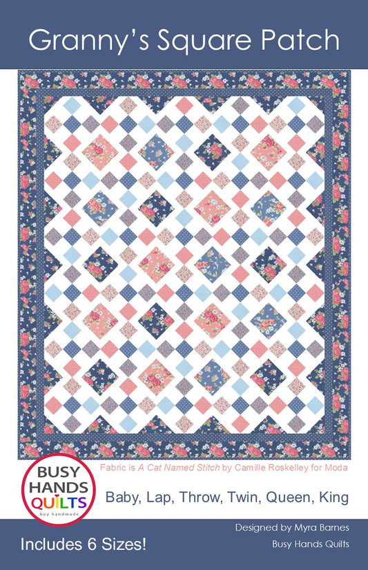 Granny's Square Patch Quilt Pattern PRINTED