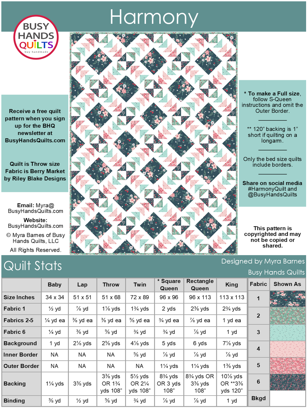 Hamone Pattern Harmony Quilt Pattern PDF DOWNLOAD – Busy Hands Quilts
