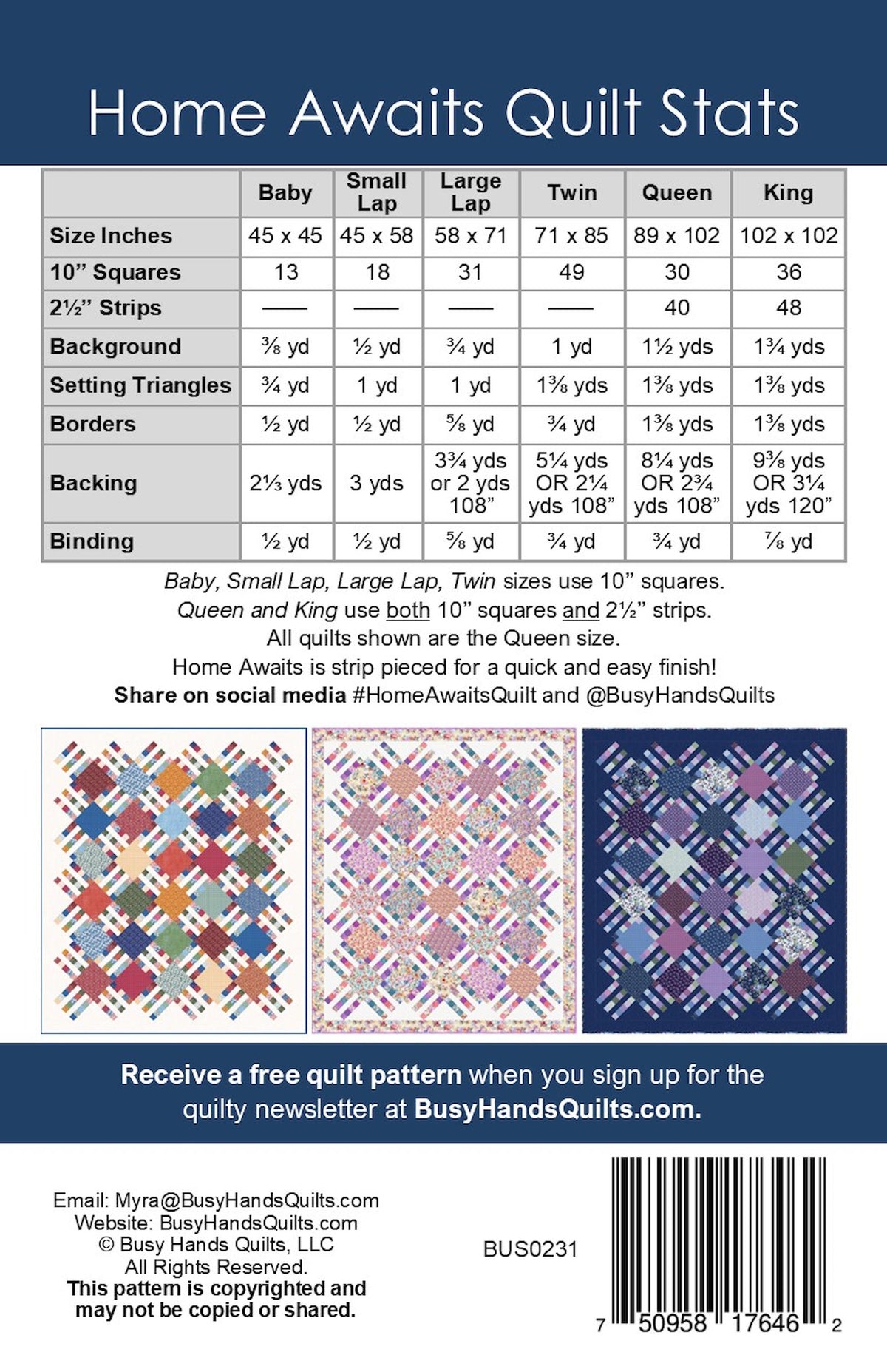 Home Awaits Quilt Pattern PRINTED