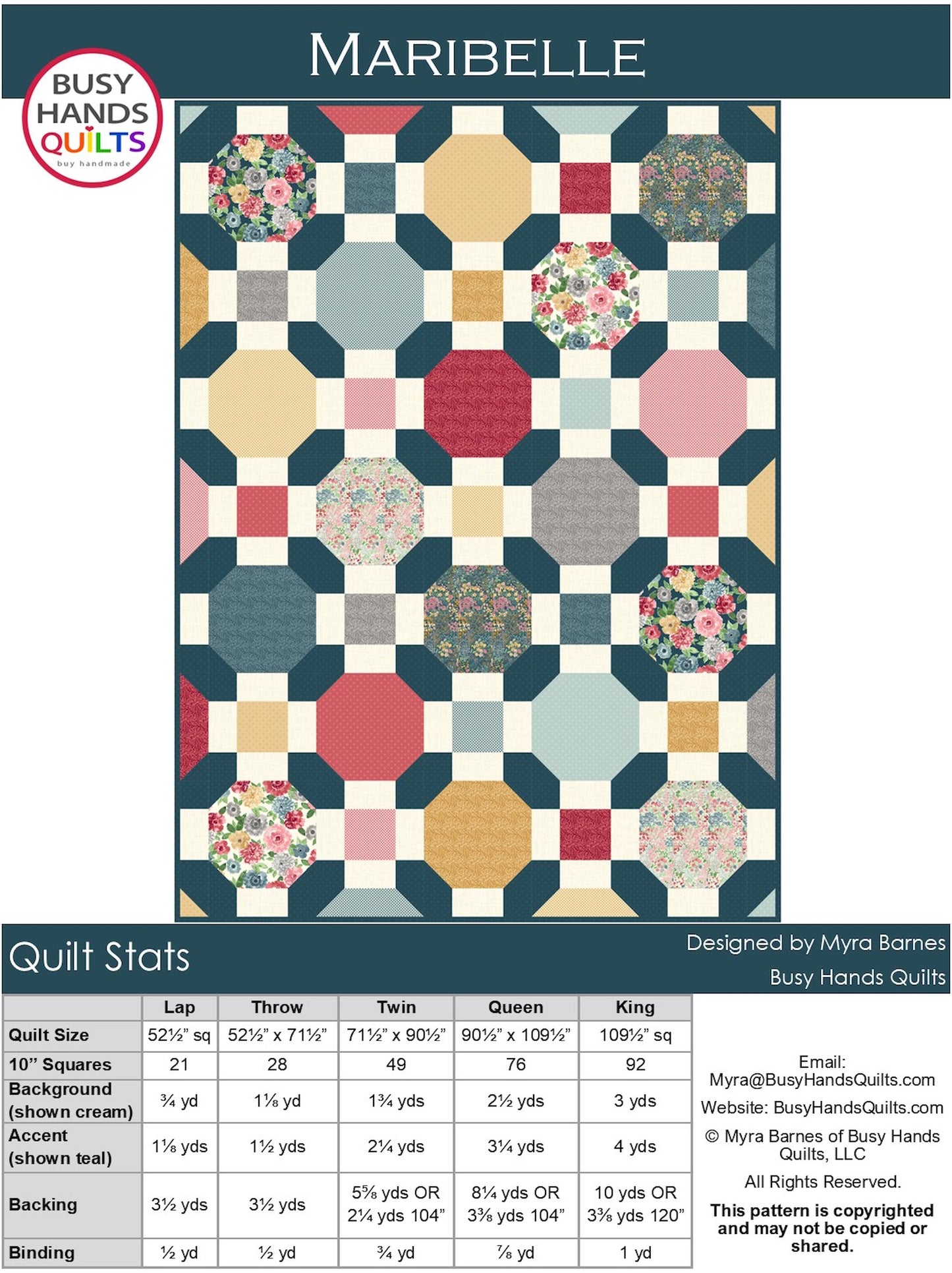 Maribelle Quilt Pattern PDF DOWNLOAD