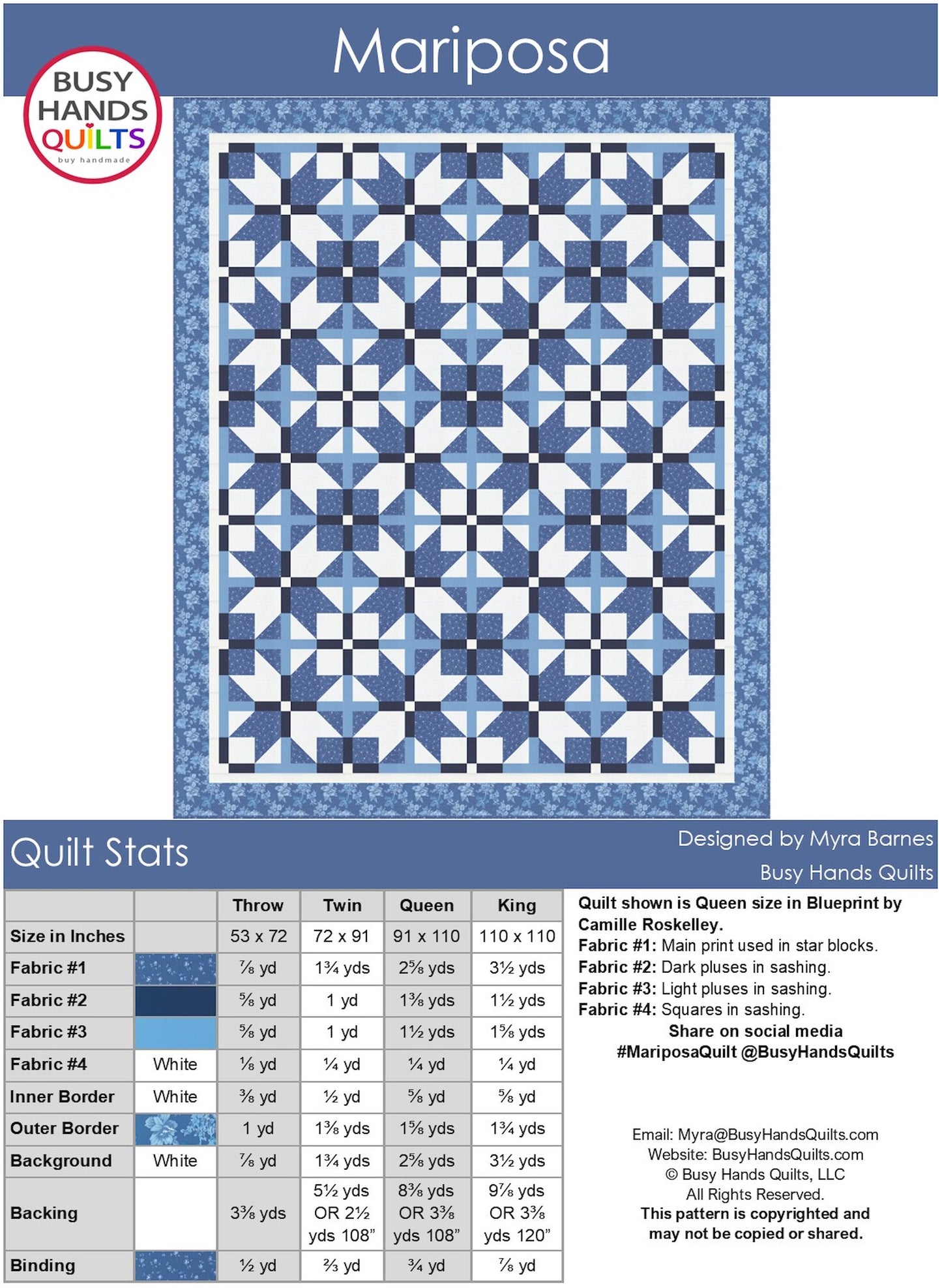 Mariposa Quilt Pattern PDF DOWNLOAD