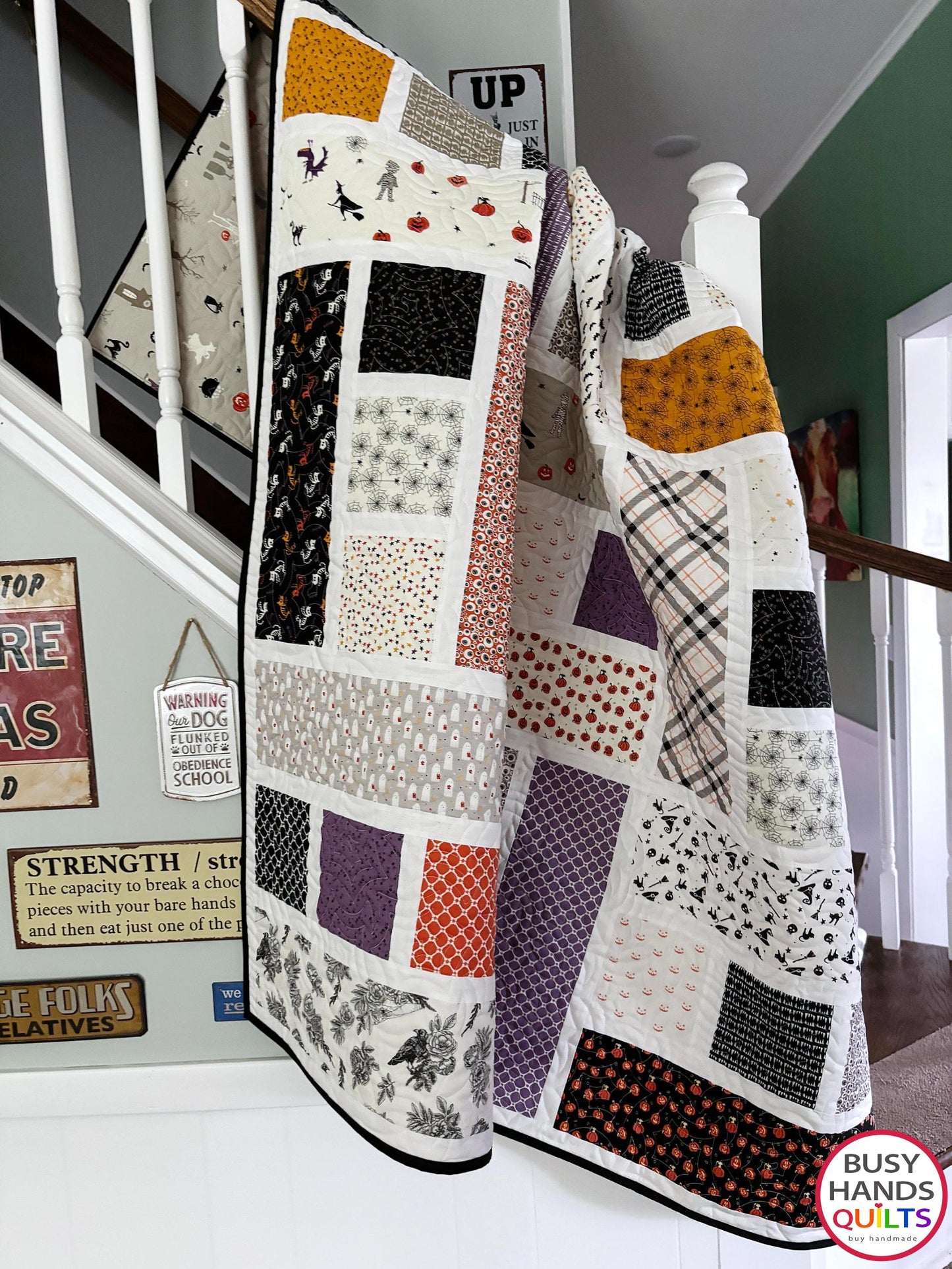 Handmade Blessings Throw Quilt in Halloween
