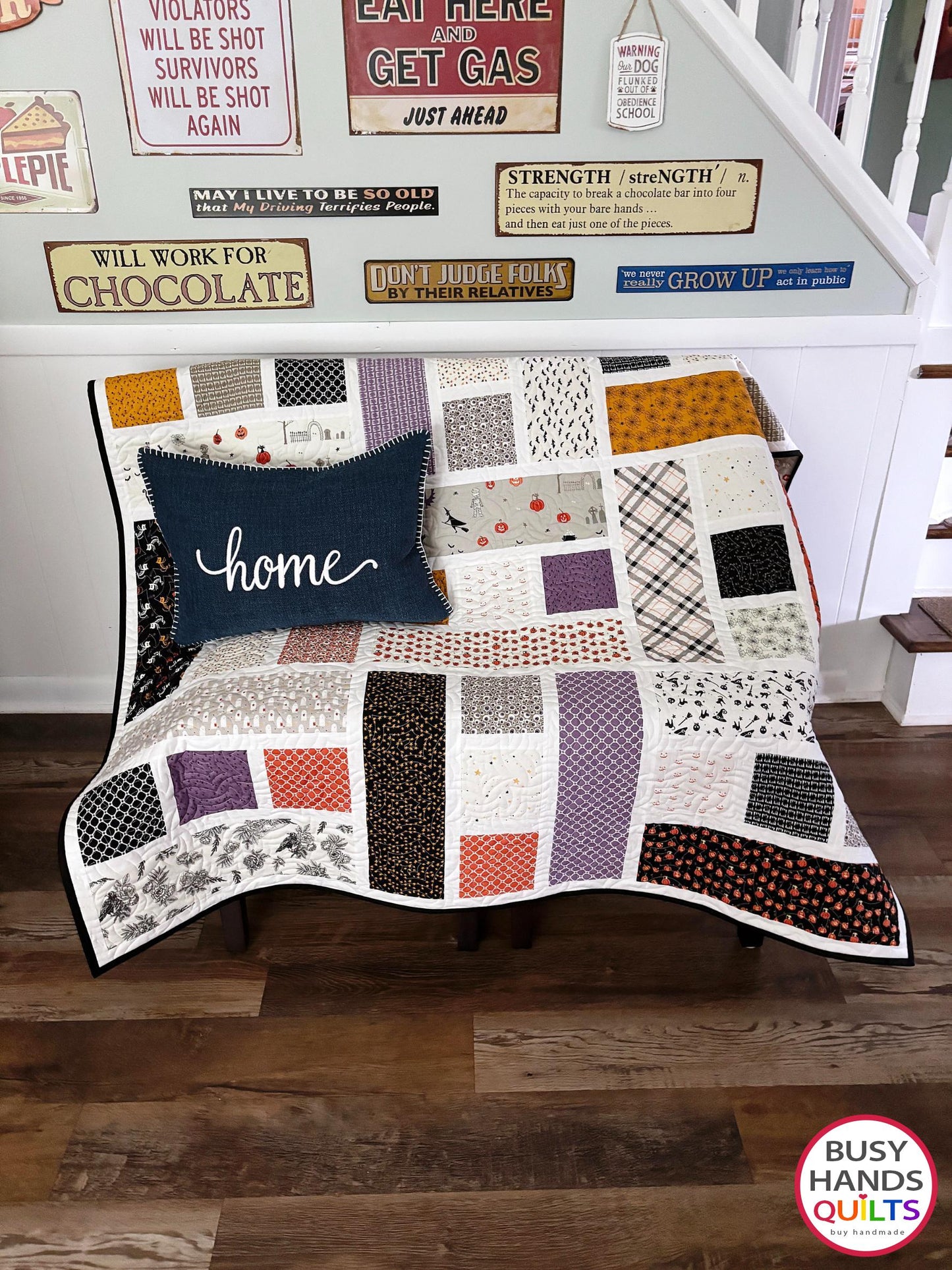 Handmade Blessings Throw Quilt in Halloween