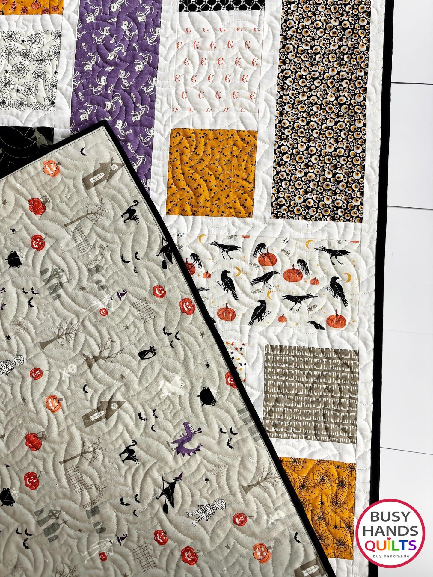 Handmade Blessings Throw Quilt in Halloween
