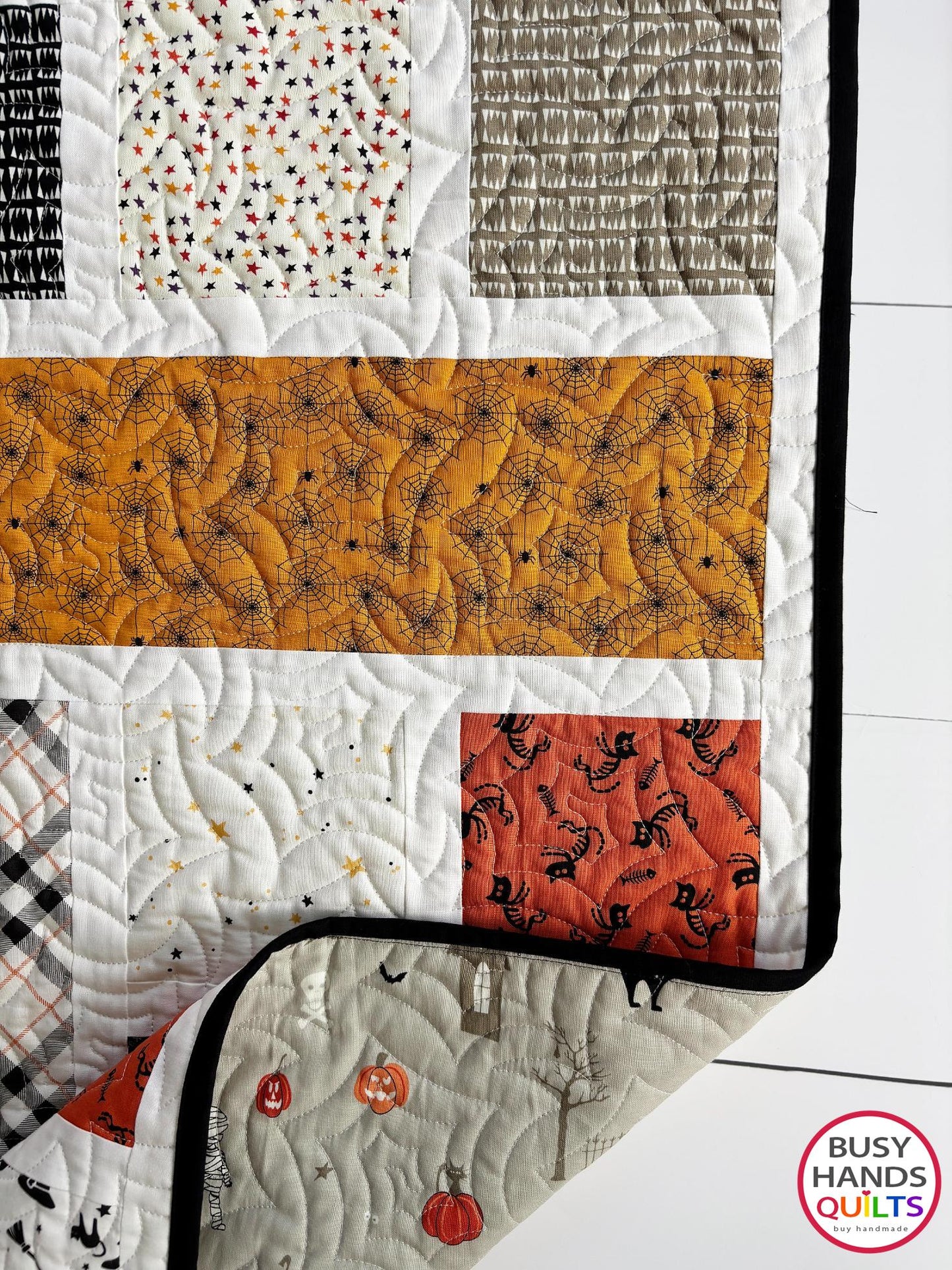 Handmade Blessings Throw Quilt in Halloween